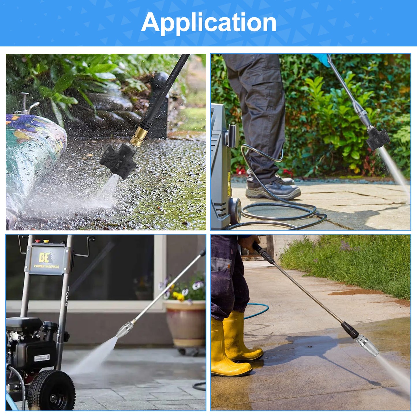6-in-1 Turbo High Pressure Washer Nozzle 1/4" Quick Connect, 3600 PSI Adjustable Spray Patterns