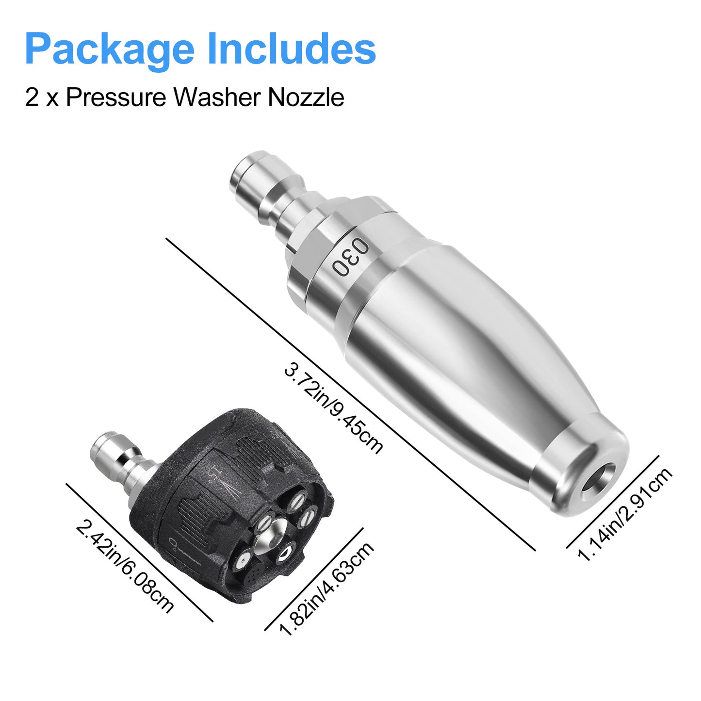 6-in-1 Turbo High Pressure Washer Nozzle 1/4" Quick Connect, 3600 PSI Adjustable Spray Patterns