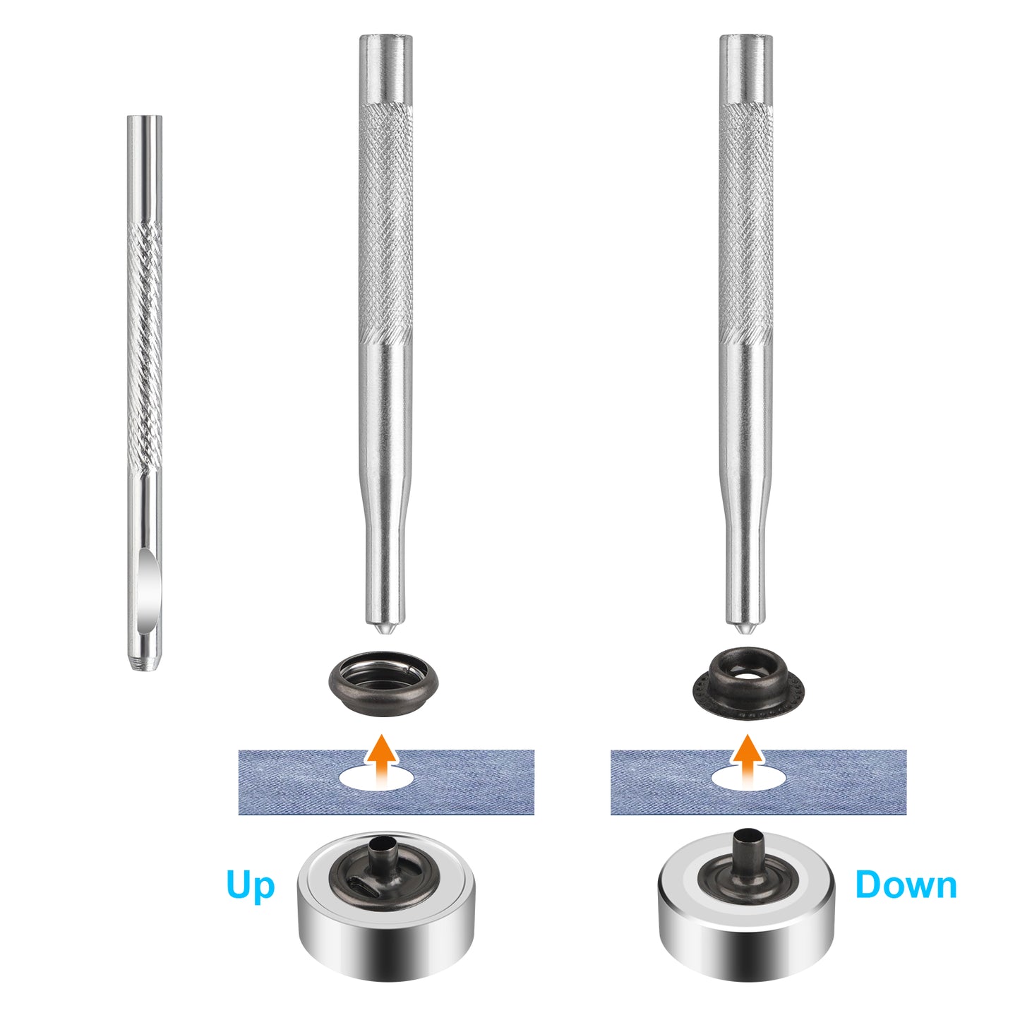 70 Sets 15mm Metal Snap Fasteners Press Stud Button with Installation Tool & Storage Box - for Sewing, Leather Crafts, Bags, Clothing Repair (Gun Black)