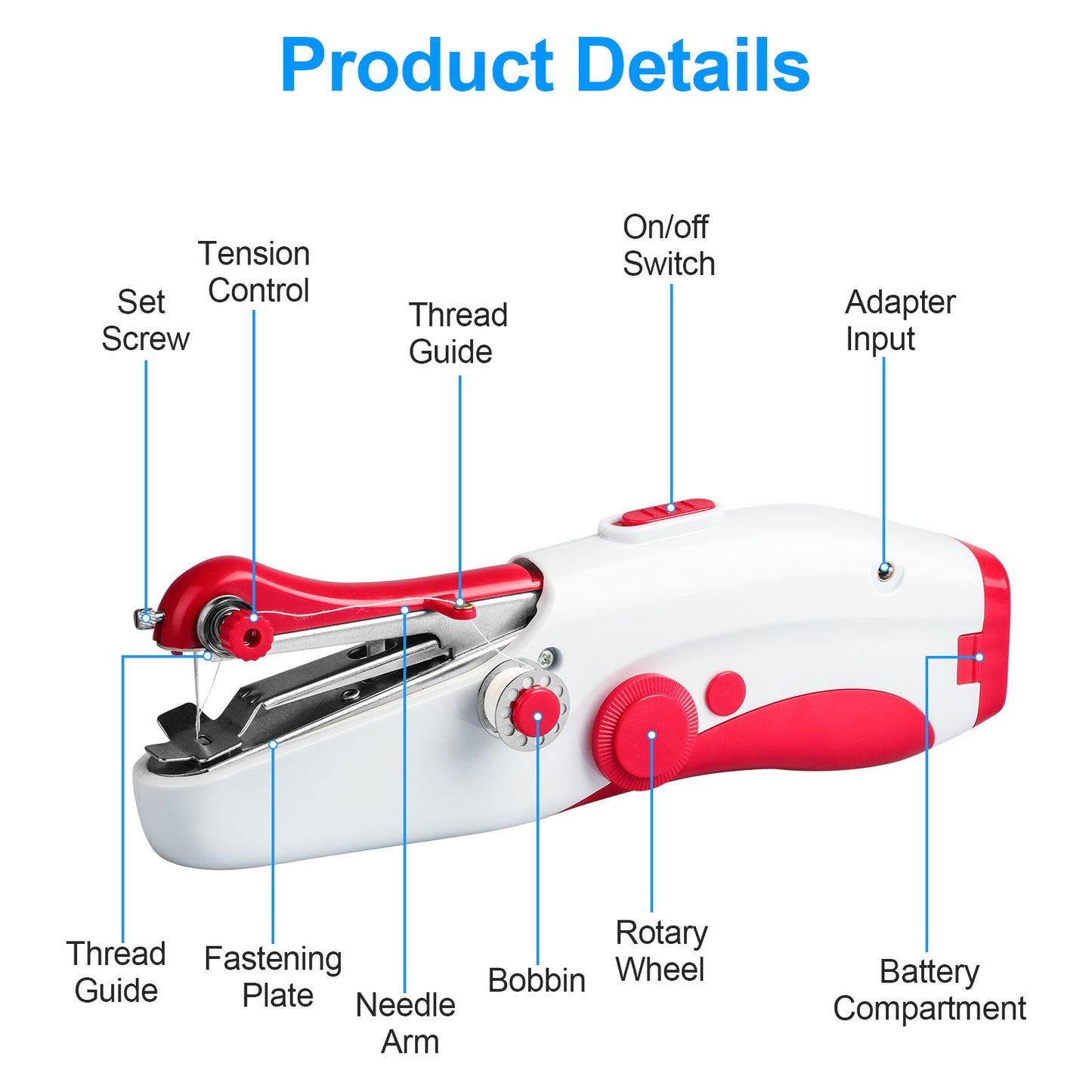 27 Pcs Handheld Sewing Machine Kit - Mini Portable Electric Sewing Machine for Beginners & Adults – Fast Stitch for Clothes, Fabrics, Curtains, DIY Home & Travel