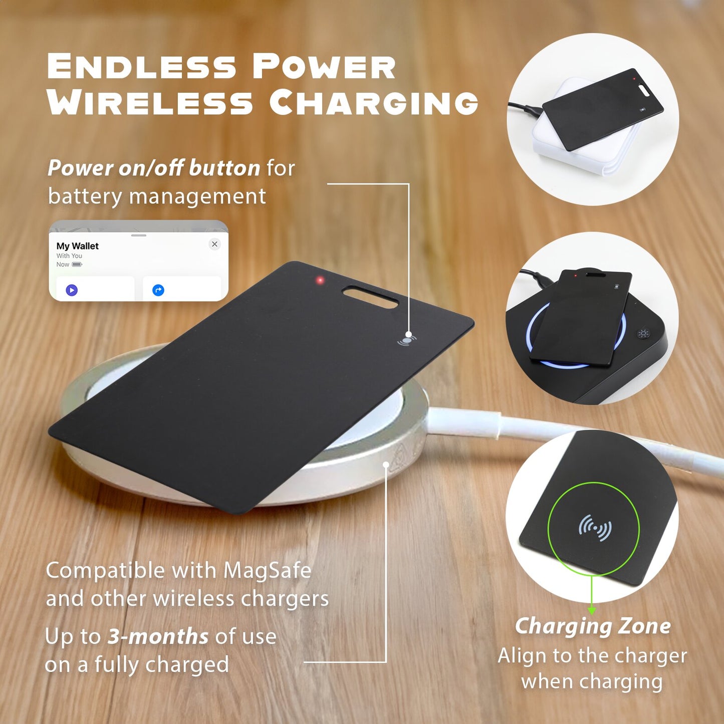 CELECTIGO Smart Wallet Tracker Card - Ultra-Thin iOS Find My Compatible, Wireless Charging, Credit Card Sized SmartCard Tracker for Wallets and Passports