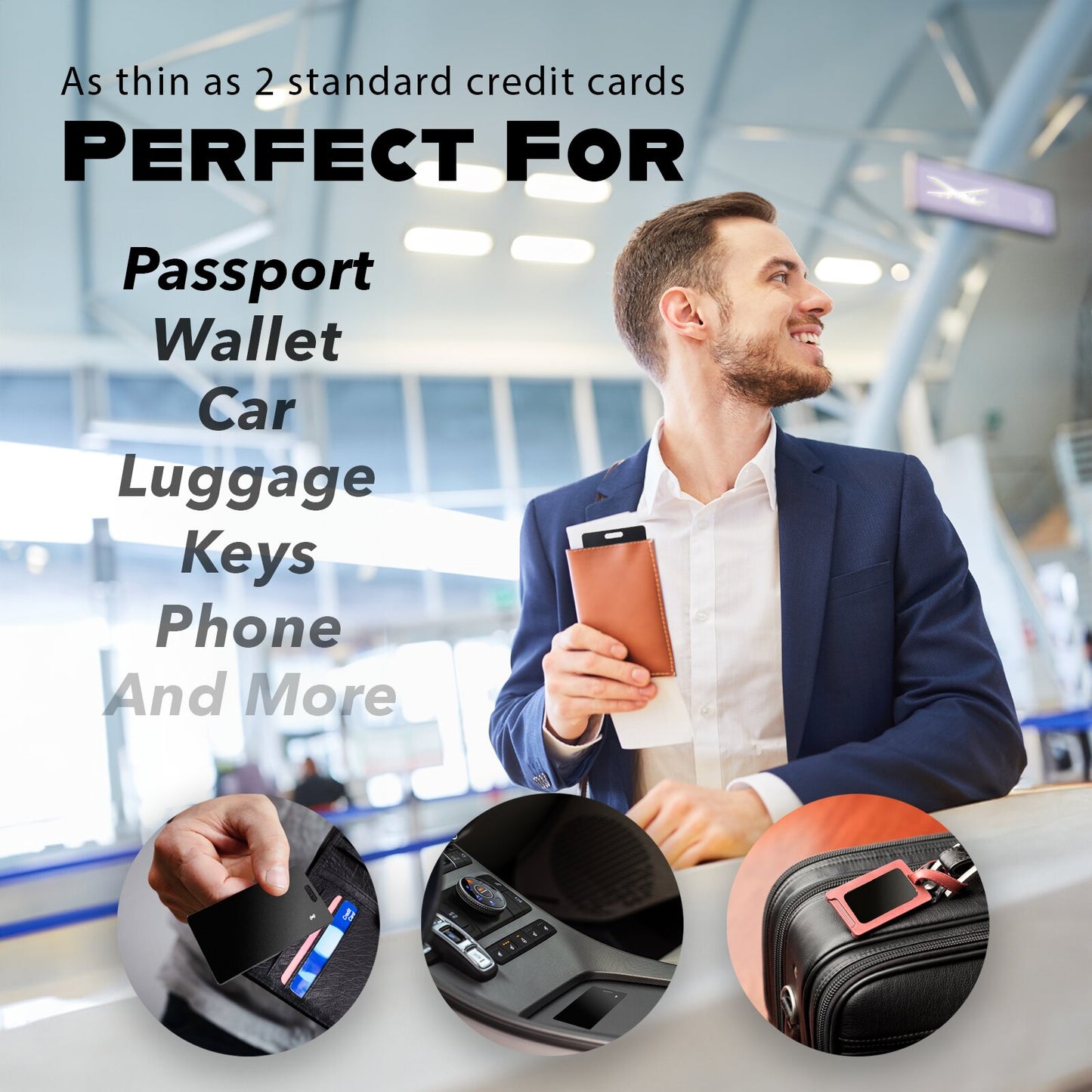 CELECTIGO Smart Wallet Tracker Card - Ultra-Thin iOS Find My Compatible, Wireless Charging, Credit Card Sized SmartCard Tracker for Wallets and Passports