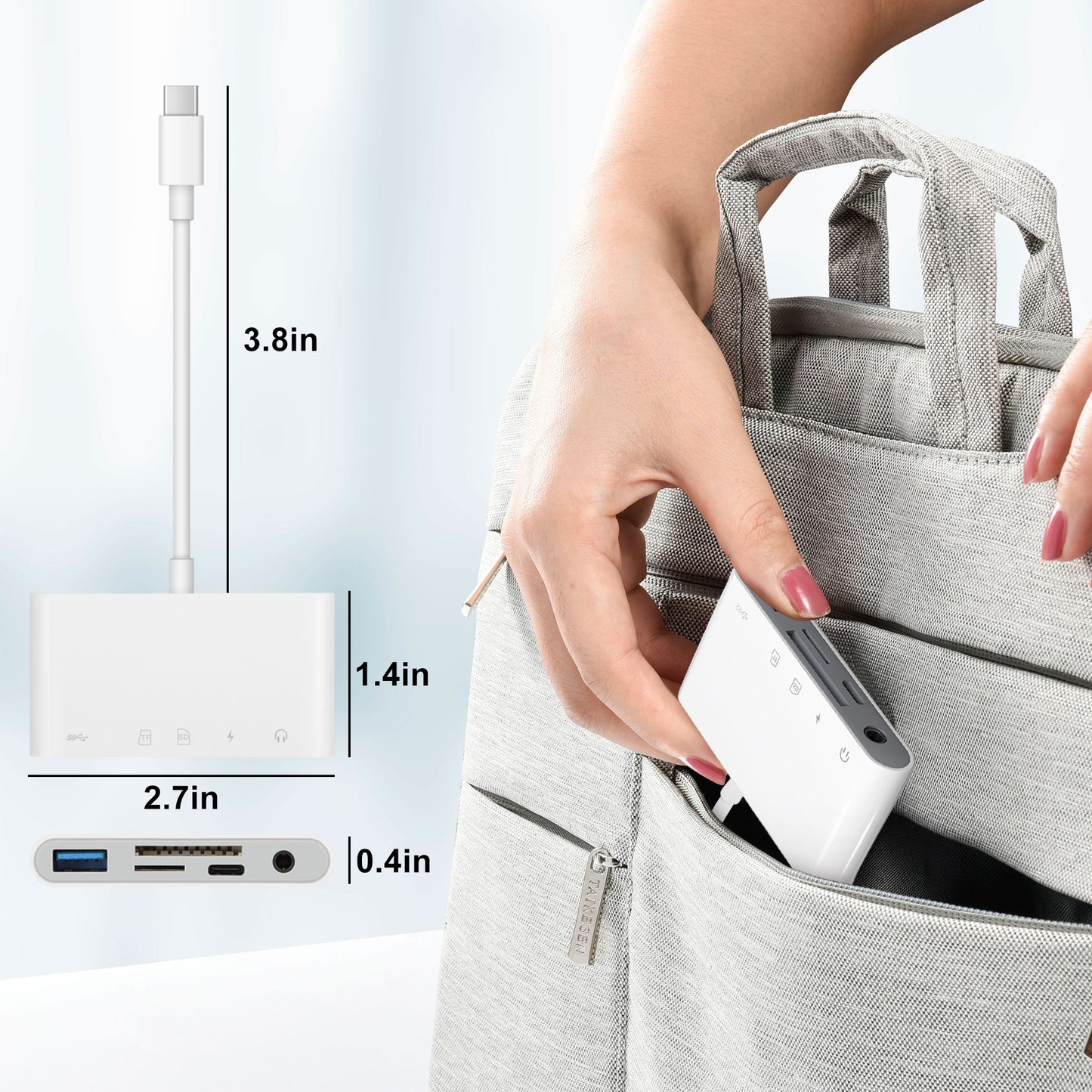 5-in-1 USB-C Card Reader - USB C to Micro SD TF Memory Card Reader Adapter with Audio & Charging Port for USB C Devices