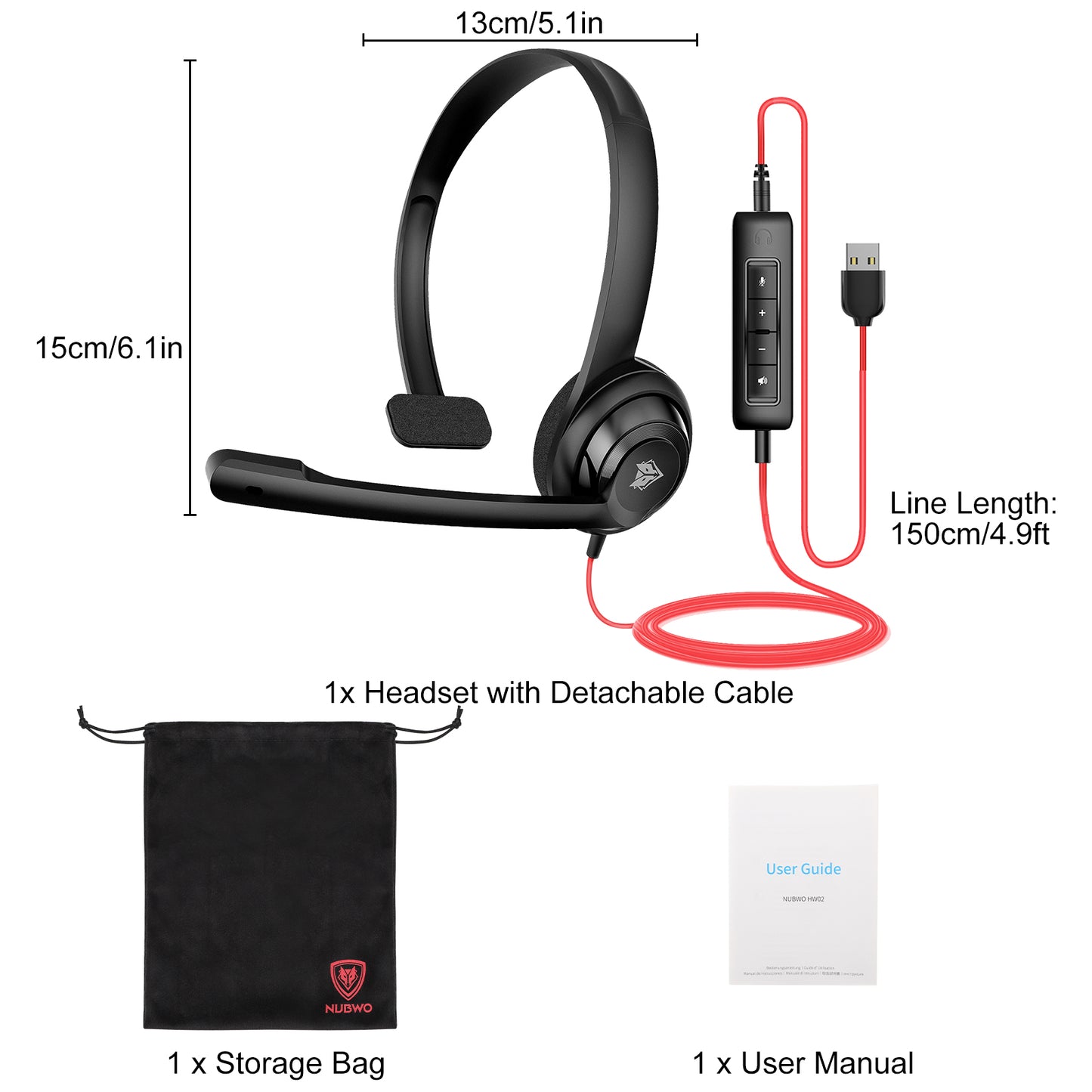 USB C/3.5mm Jack Wired Single sided Headphones - Plug and Play Wired Headphones with in-Line Volume Control 3.5mm Jack for Laptop, Mac, Computer