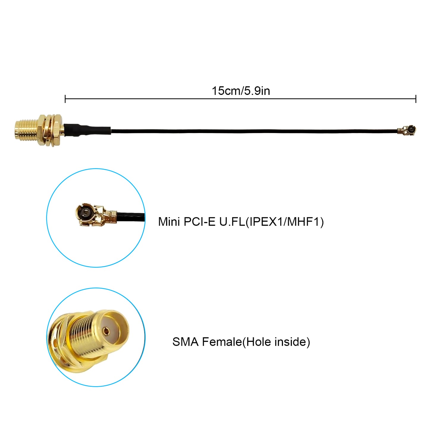 2 Pack 915MHz LoRa Antenna 4dBi Gain with U.FL to SMA Female Extension Cable - Ideal for LoRa IoT Applications like ESP32 OLED LoRa Board