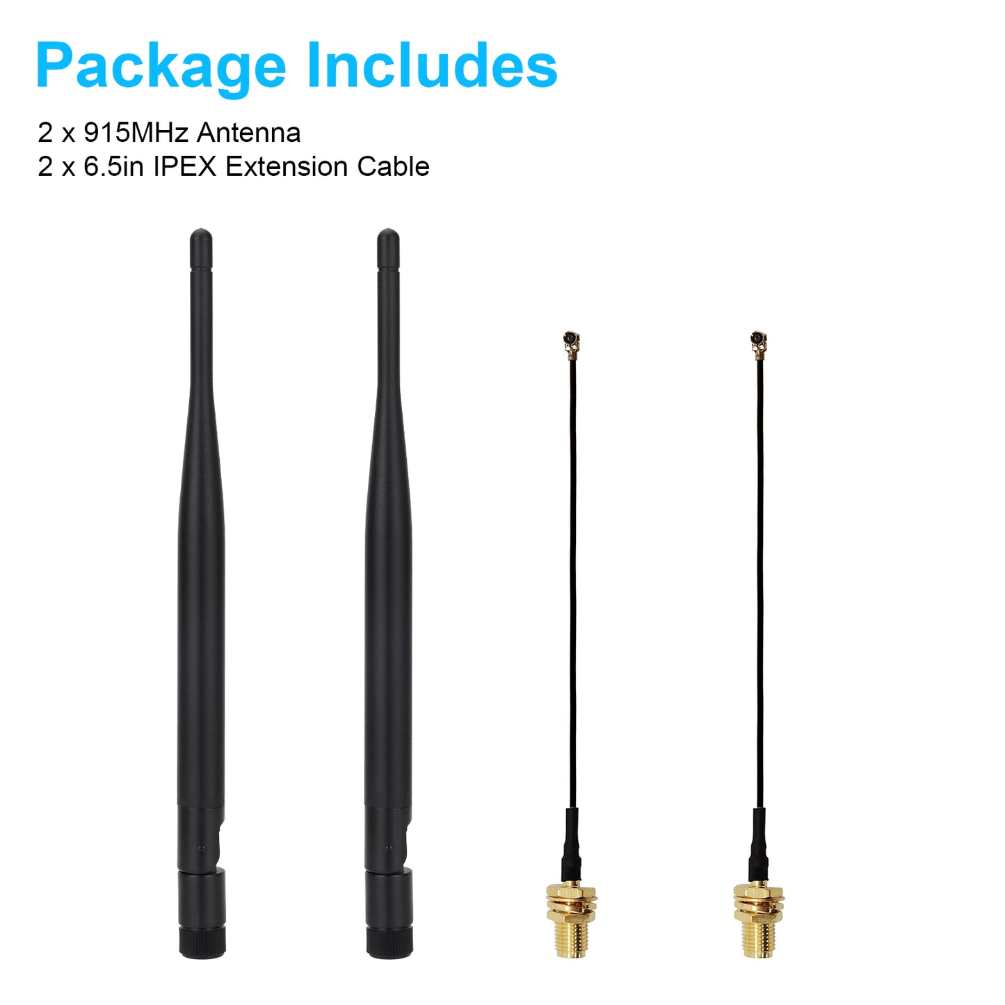 2 Pack 915MHz LoRa Antenna 4dBi Gain with U.FL to SMA Female Extension Cable - Ideal for LoRa IoT Applications like ESP32 OLED LoRa Board