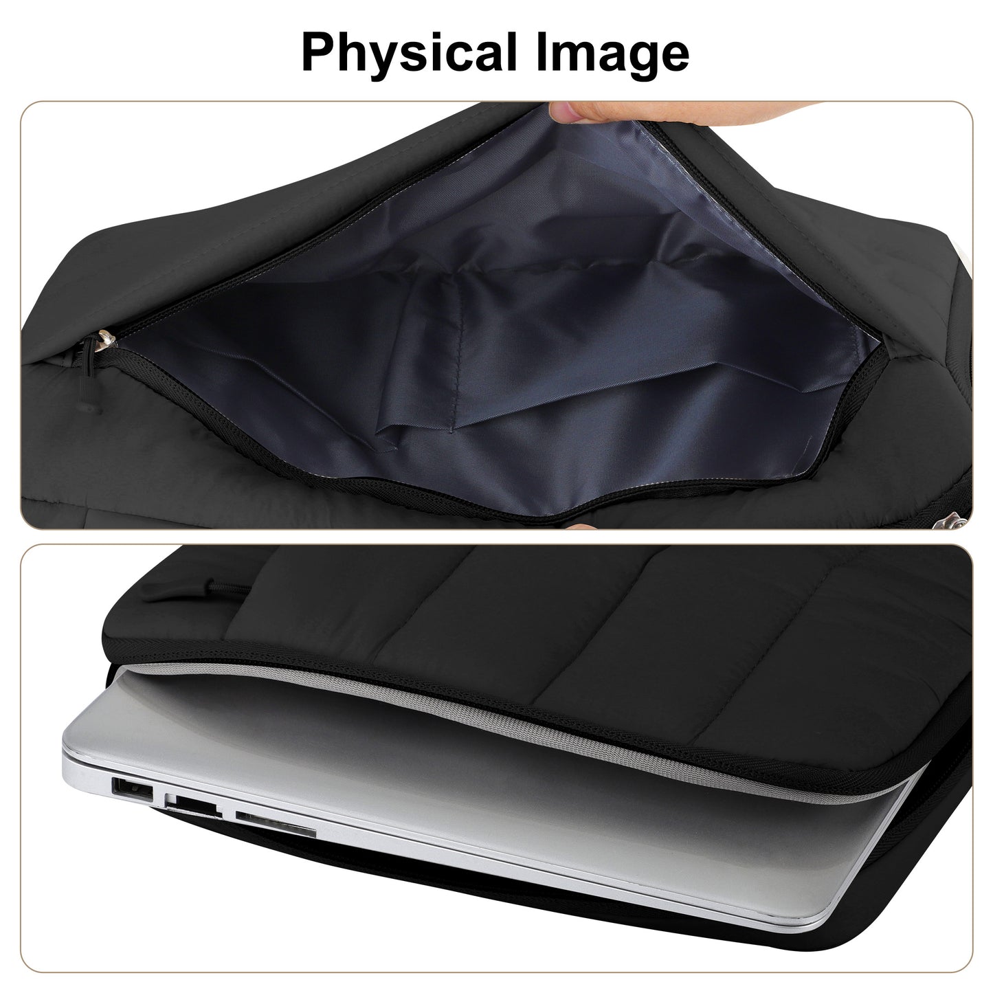 Laptop Case Sleeve - Puffy Velvet Laptop Bag with Handle - Fits 13-14 Inch Laptops ,MacBook Air/Pro, Dell, HP, Lenovo (Black)