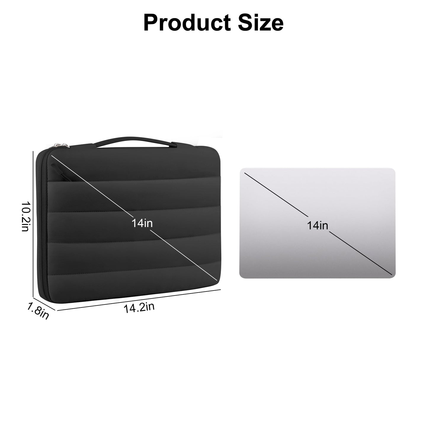 Laptop Case Sleeve - Puffy Velvet Laptop Bag with Handle - Fits 13-14 Inch Laptops ,MacBook Air/Pro, Dell, HP, Lenovo (Black)