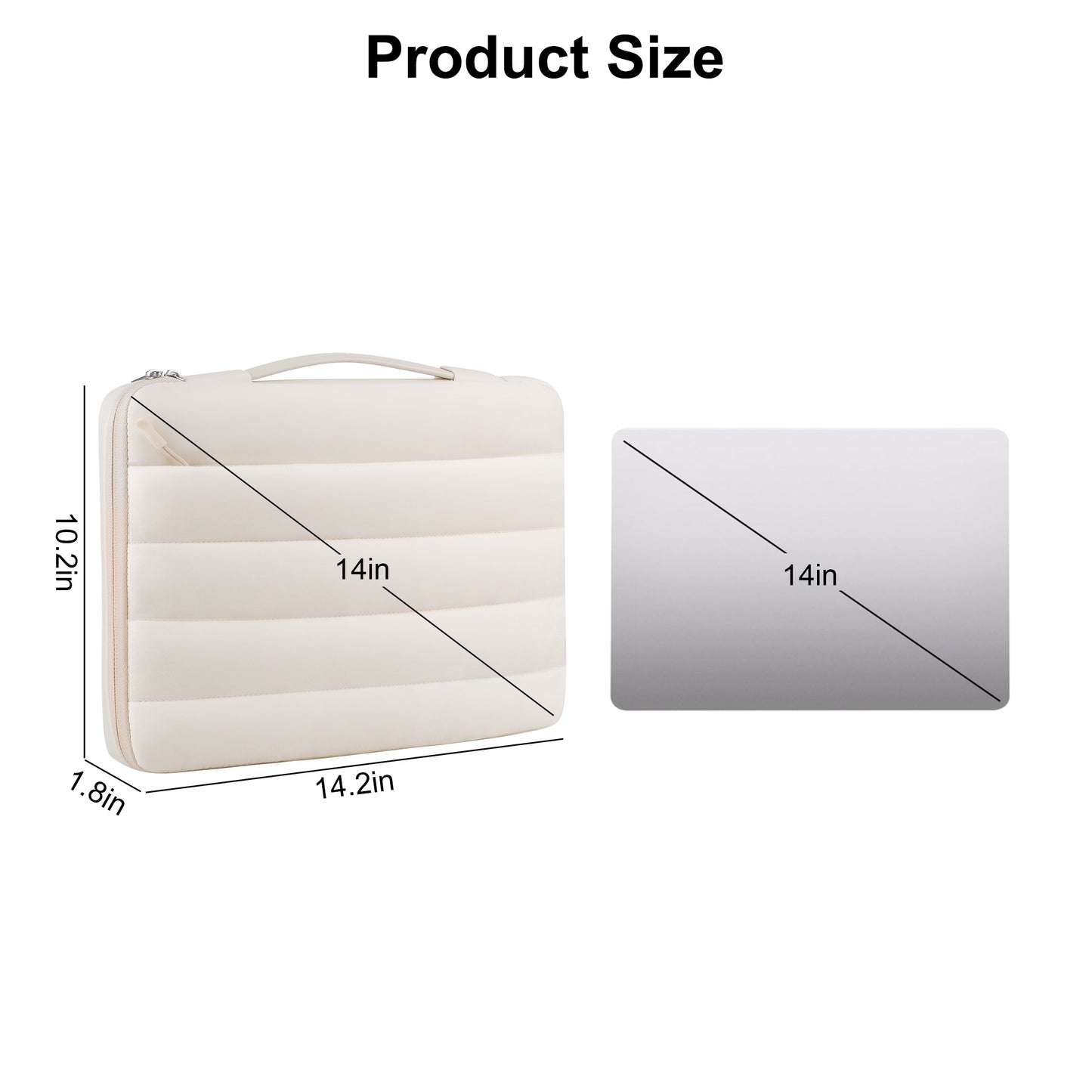 Laptop Case Sleeve - Puffy Velvet Laptop Bag with Handle - Fits 13-14 Inch Laptops ,MacBook Air/Pro, Dell, HP, Lenovo (Beige)