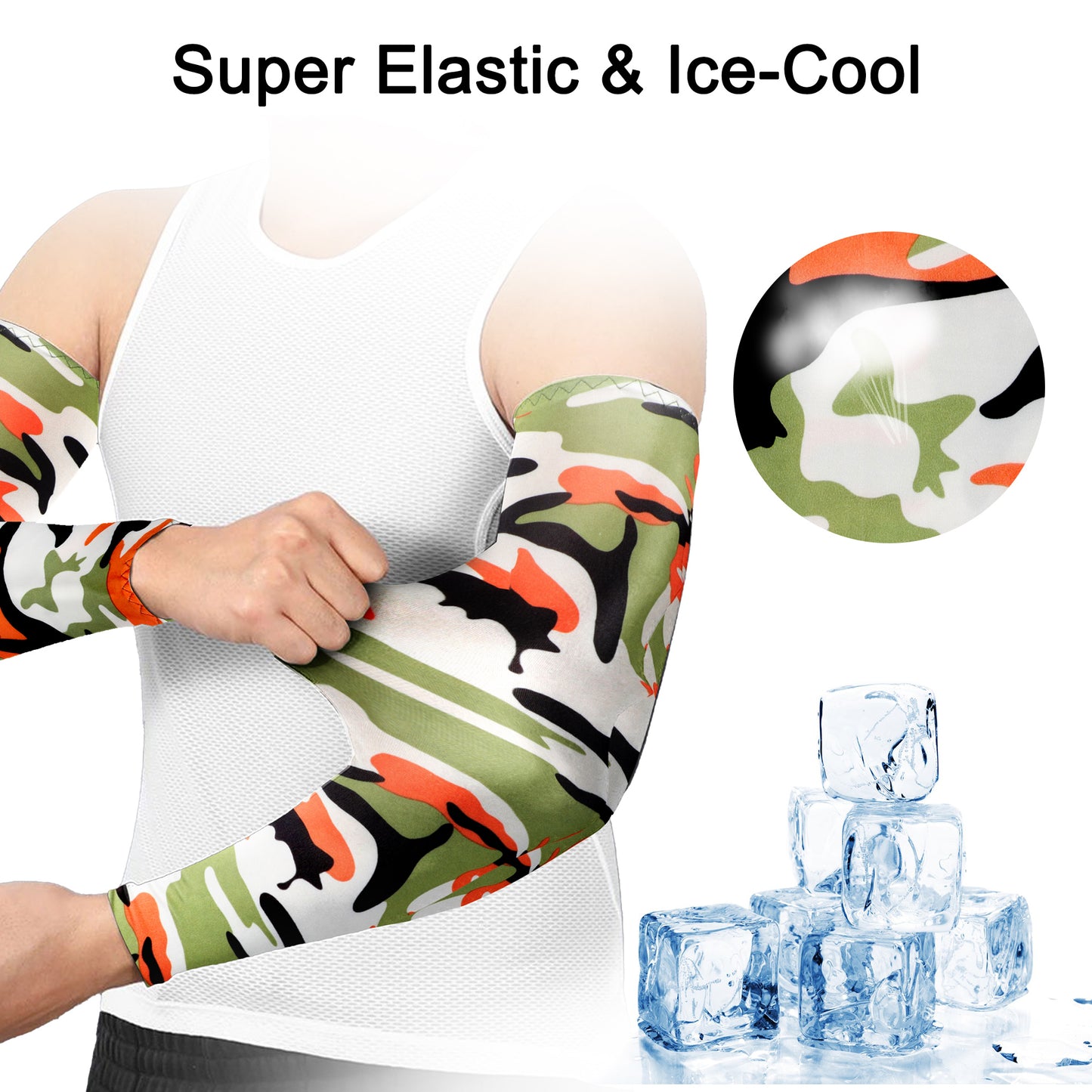 8 Pairs Unisex UV Protection Cooling Arm Sleeves – UV Sun Protection Camouflage Arm Sleeves Covers for Outdoor Sports Basketball Driving Cycling Golf Fishing(Camouflage)