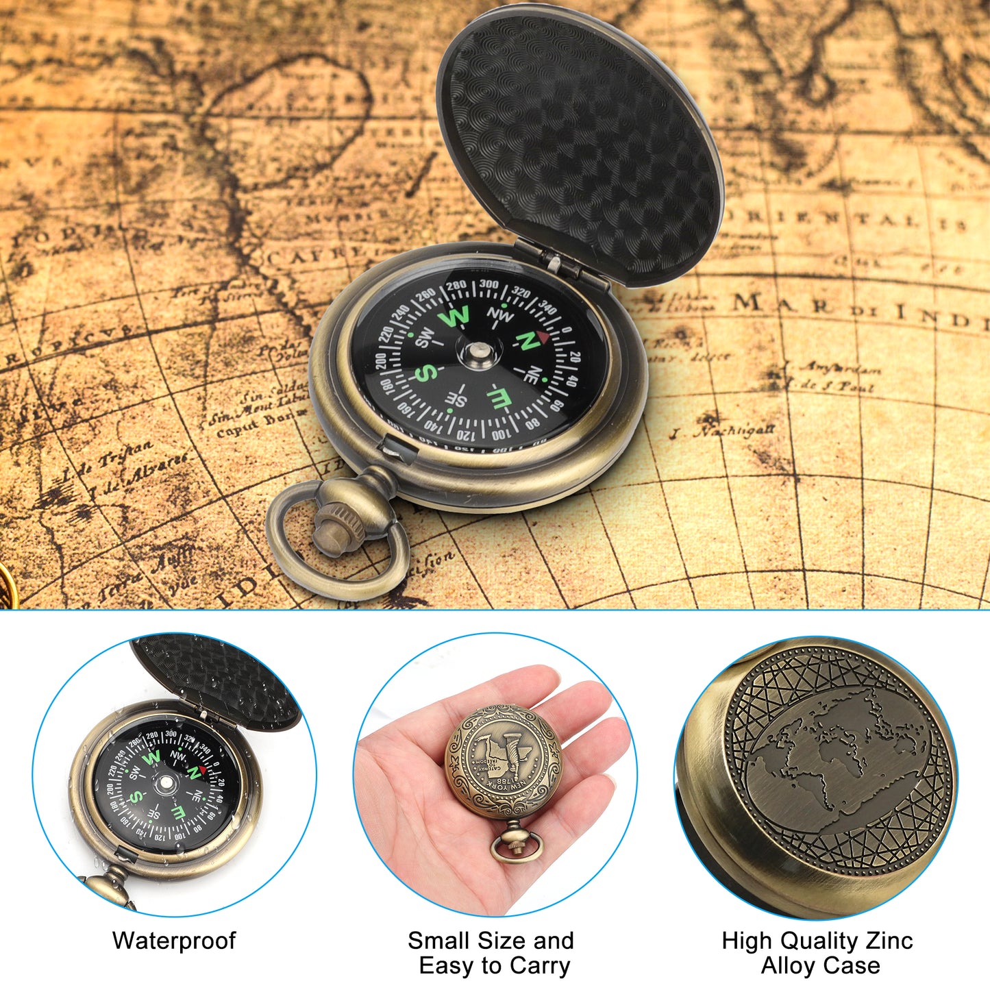 Portable Pocket Compass - Compact and Durable Outdoor Navigation Tool- Ideal for gifting to friends, family, or colleagues