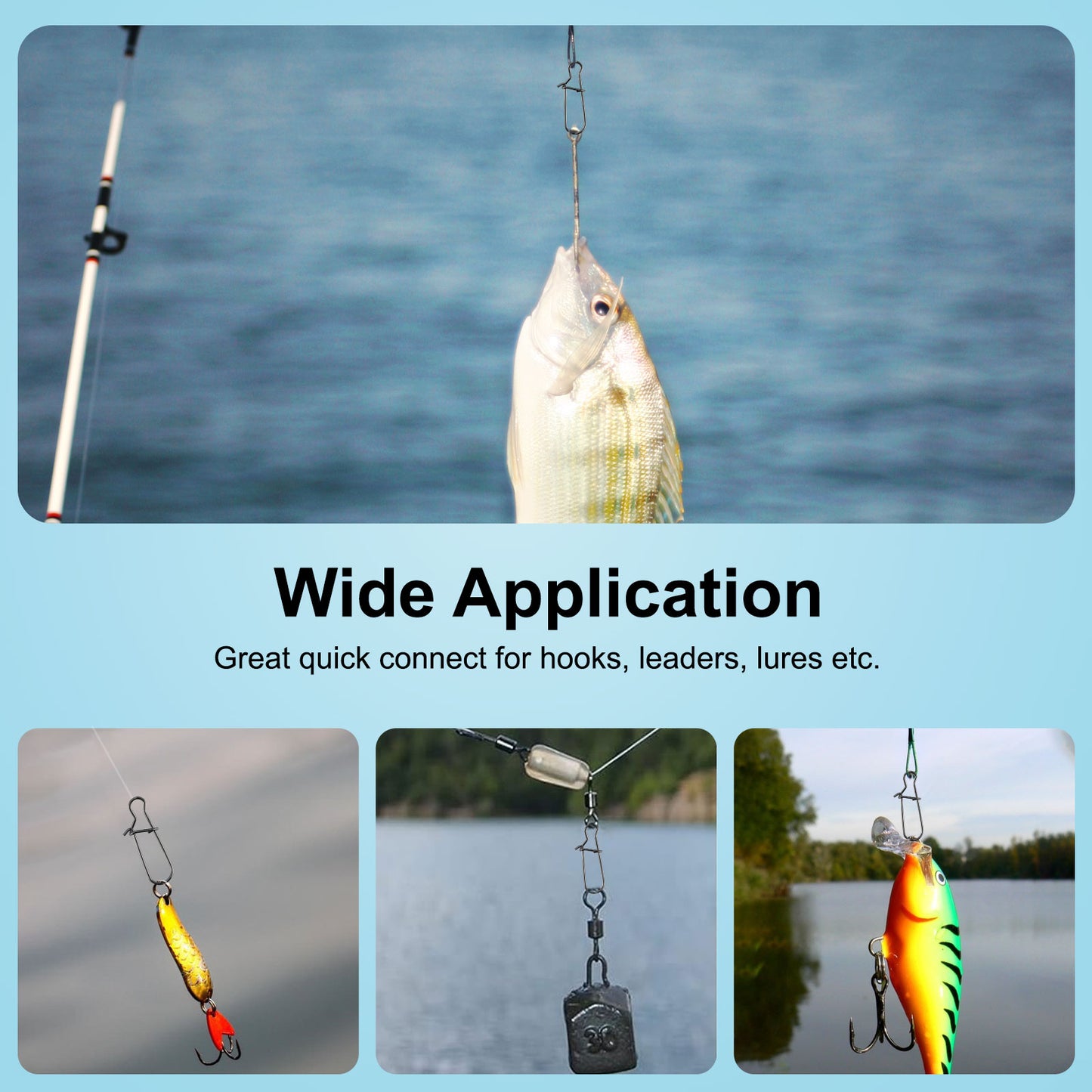 200 Pack Duo Lock Snaps - Quick Change Black Nickel Plated Stainless Steel Fishing Snap Clips