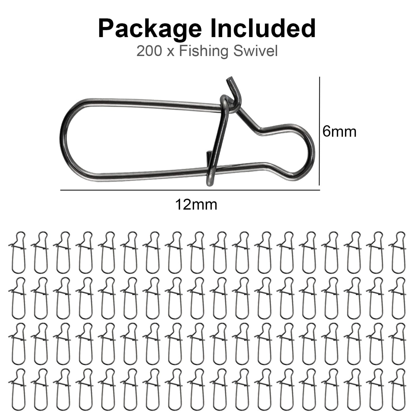 200 Pack Duo Lock Snaps - Quick Change Black Nickel Plated Stainless Steel Fishing Snap Clips