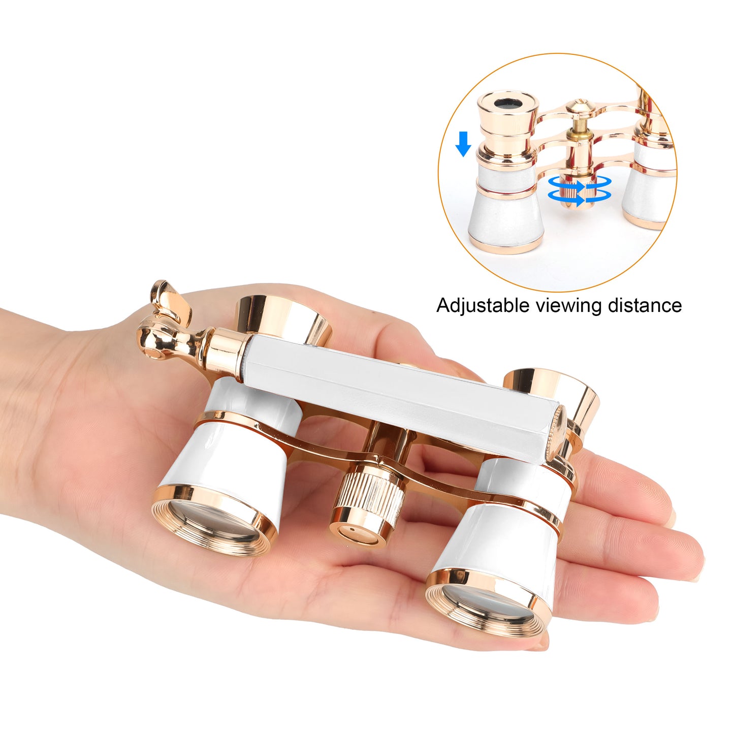 3x25 Classic Foldable Opera Glasses Binocular - Portable Retro Design Metal Body with Handle,Optical Lens Theatre Telescope great Gifts (White)
