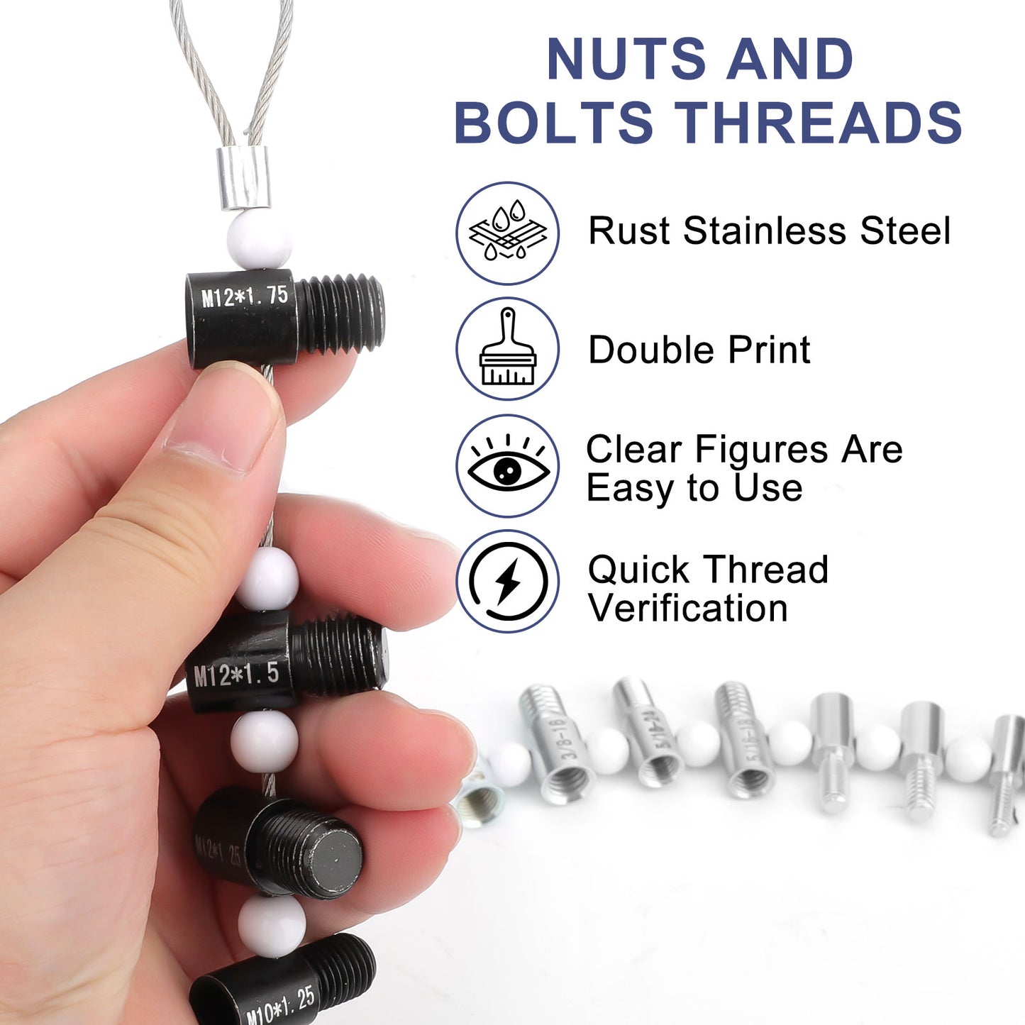 26 Pcs Nut and Bolt Thread Checker Set - 14 Inch & 12 Metric Sizes for Quick Identification Nuts Bolts or Metric Verifying The Size