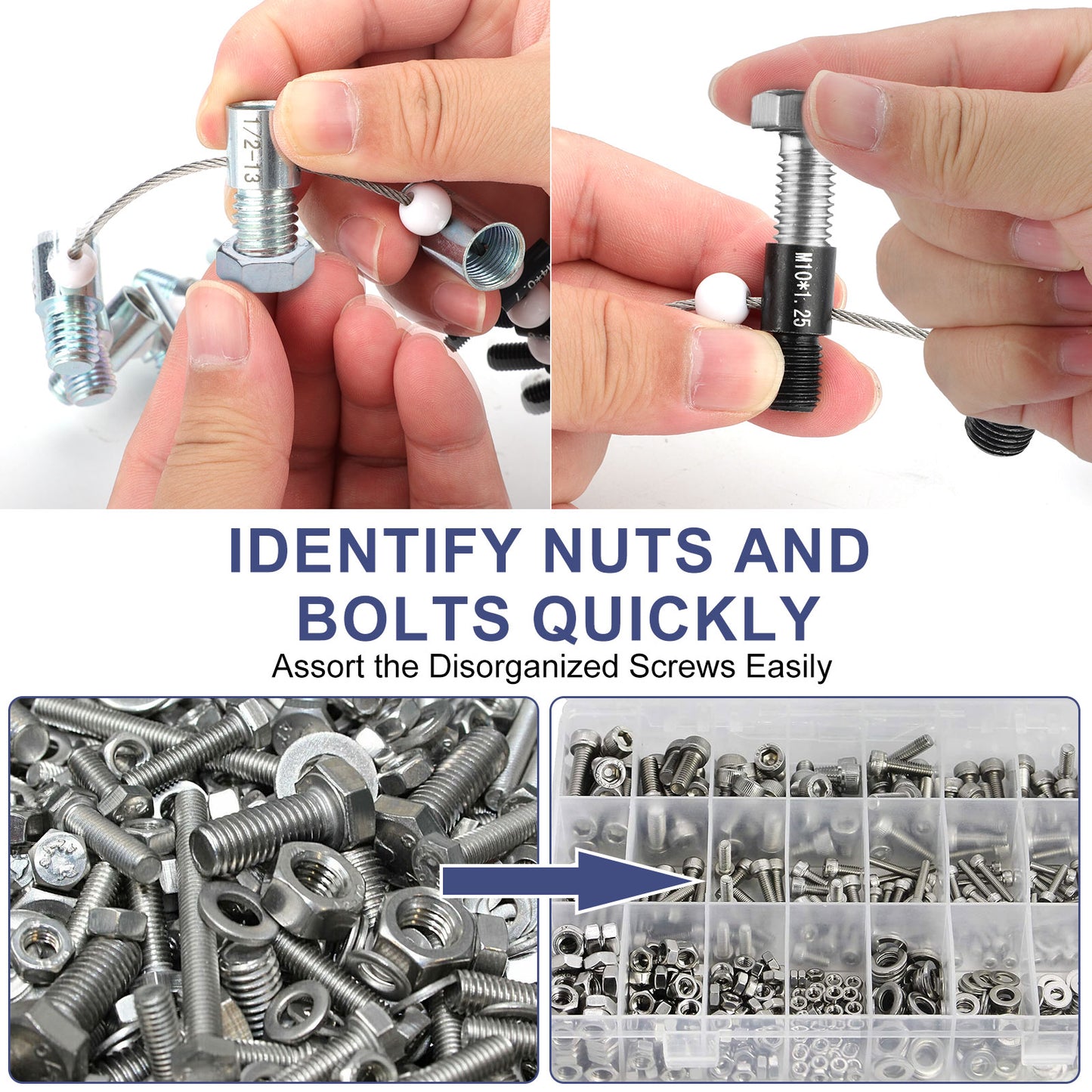 26 Pcs Nut and Bolt Thread Checker Set - 14 Inch & 12 Metric Sizes for Quick Identification Nuts Bolts or Metric Verifying The Size