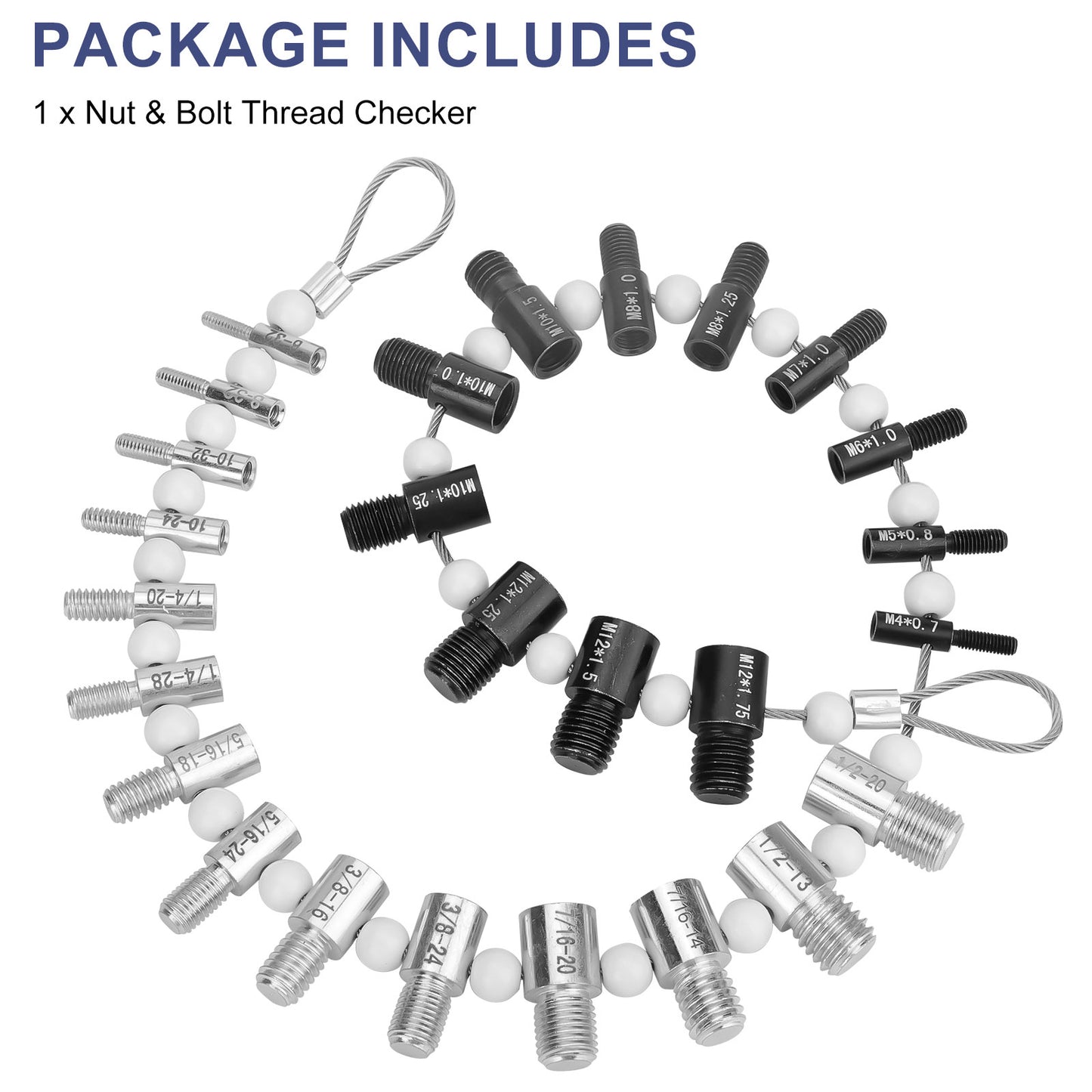 26 Pcs Nut and Bolt Thread Checker Set - 14 Inch & 12 Metric Sizes for Quick Identification Nuts Bolts or Metric Verifying The Size