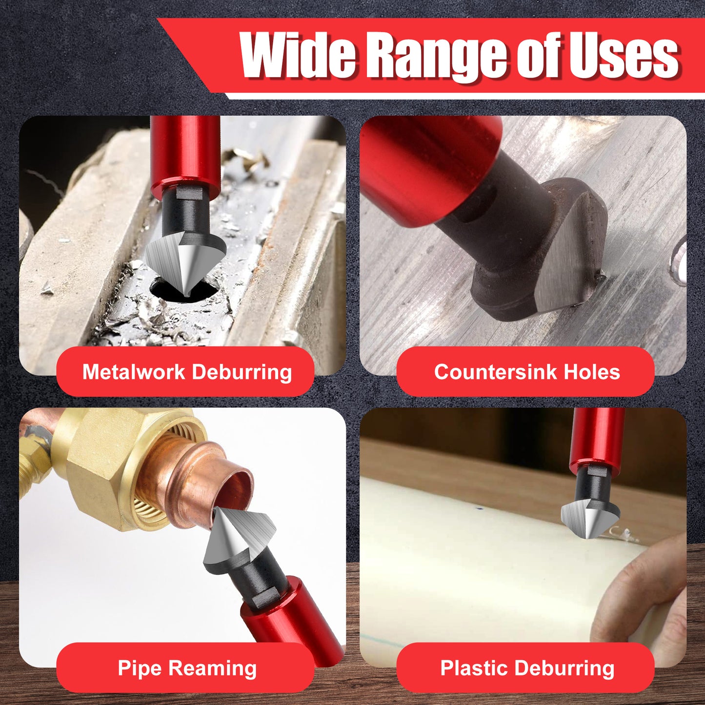 Deburring Tool Kit with 10 Extra Blades & Countersink Hand Reamers - Burr Remover, Burr Edges Removing Hand Tool for Metal Copper Resin PVC Pipes Plastic, Plumbing & 3D Printing Burr Removal Reamer Tool