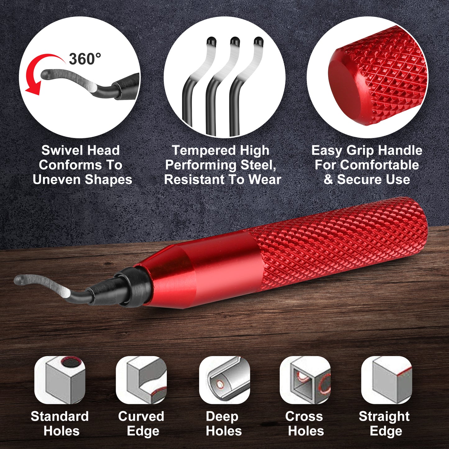 Deburring Tool Kit with 10 Extra Blades & Countersink Hand Reamers - Burr Remover, Burr Edges Removing Hand Tool for Metal Copper Resin PVC Pipes Plastic, Plumbing & 3D Printing Burr Removal Reamer Tool