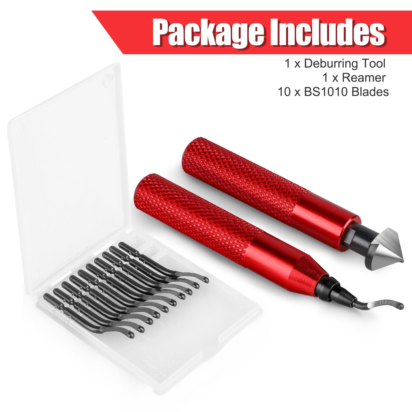 Deburring Tool Kit with 10 Extra Blades & Countersink Hand Reamers - Burr Remover, Burr Edges Removing Hand Tool for Metal Copper Resin PVC Pipes Plastic, Plumbing & 3D Printing Burr Removal Reamer Tool