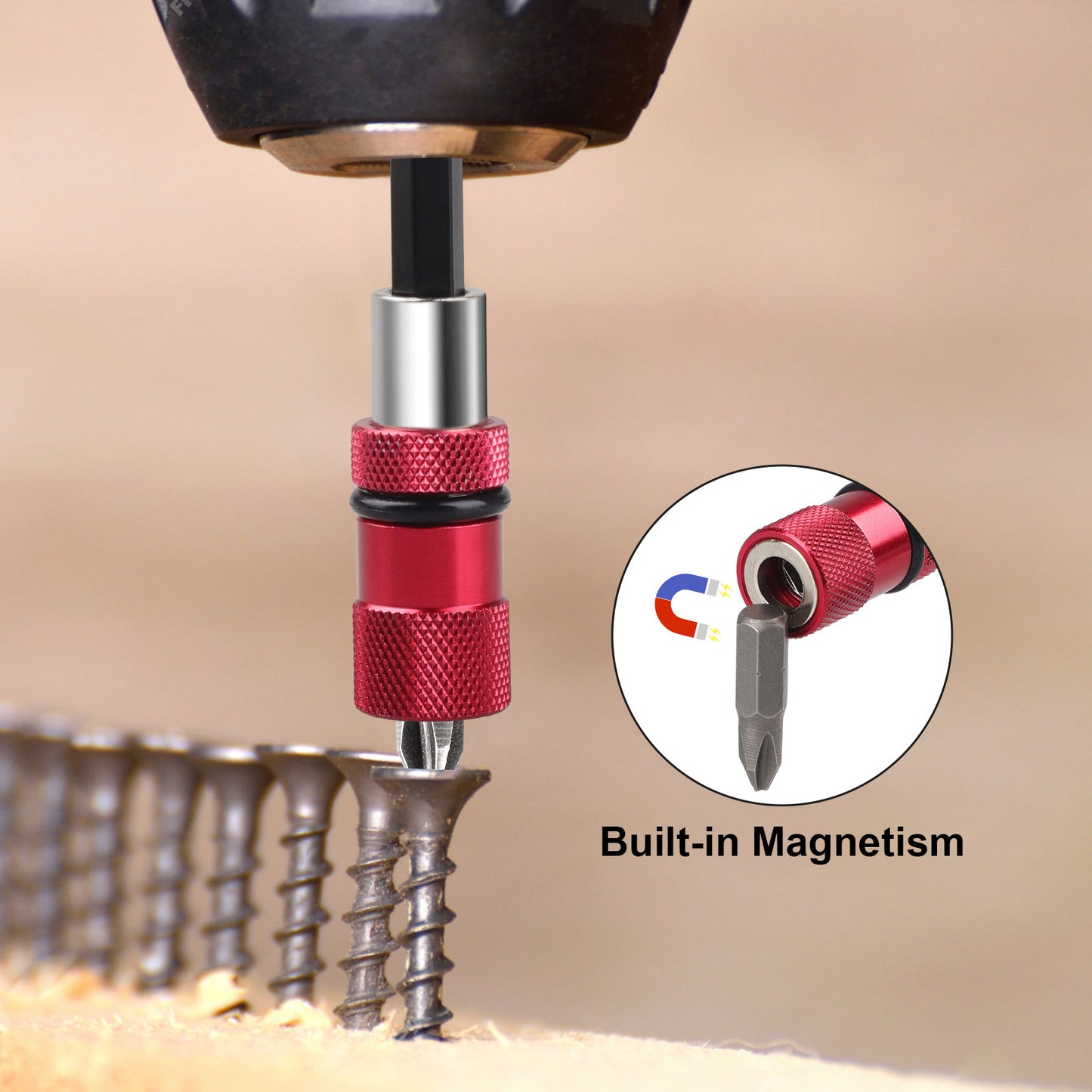 4Pcs Steel Drill Extension Bit Holder Set - 12'' 6'' 4'' 2'' Magnetic Drill Screwdriver Bit Extender 1/4 inch Hex Bit Holder, Impact Driver Extension Adjustable Depth Screwdriver