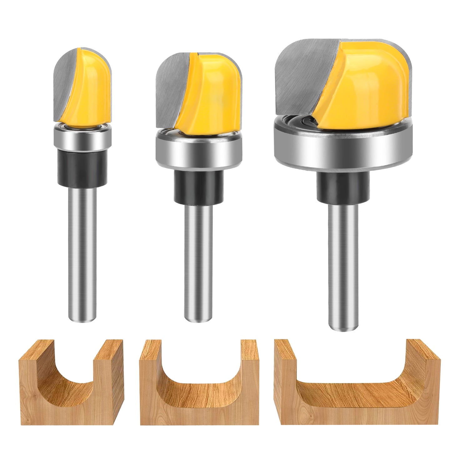 3Pcs 1/4 Inch Shank Router Bit Set - 1/2'', 3/4'', 1-1/8"Depth Slot Cutter Router Bit,Tray Router Bit Cutter for Cutting Woodworking