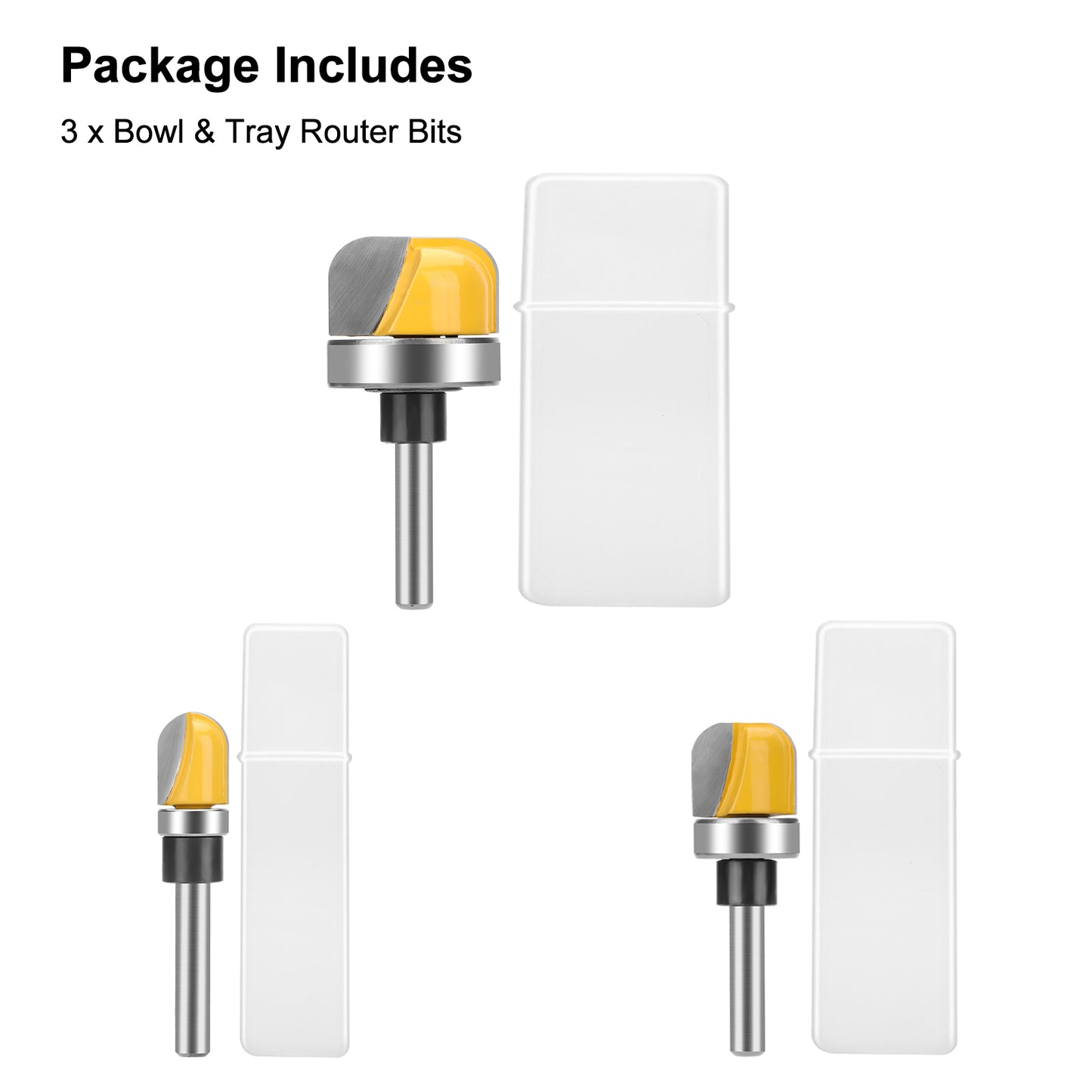 3Pcs 1/4 Inch Shank Router Bit Set - 1/2'', 3/4'', 1-1/8"Depth Slot Cutter Router Bit,Tray Router Bit Cutter for Cutting Woodworking