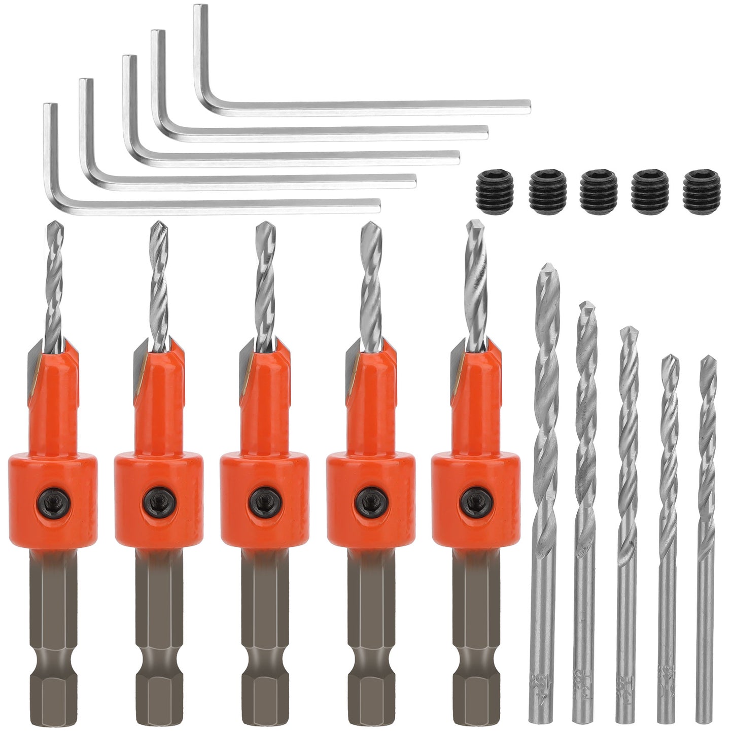 15Pcs Countersink Sink Drill Bit for Wood - with hex key and Replaceable drill bits,for woodworking, plastic, drill holes