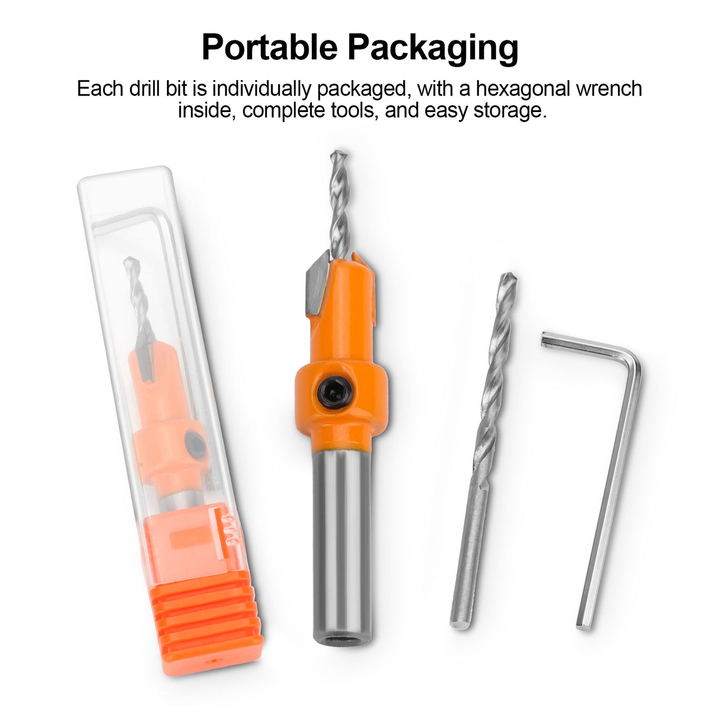 15Pcs Countersink Drill Bit Set - Wood Tapered Drill Bits with 5Pcs Extra Replaceable Drill bit,5pcs Hex wrench,Countersink Drill Bit Set for Woodworking, Opening Holes