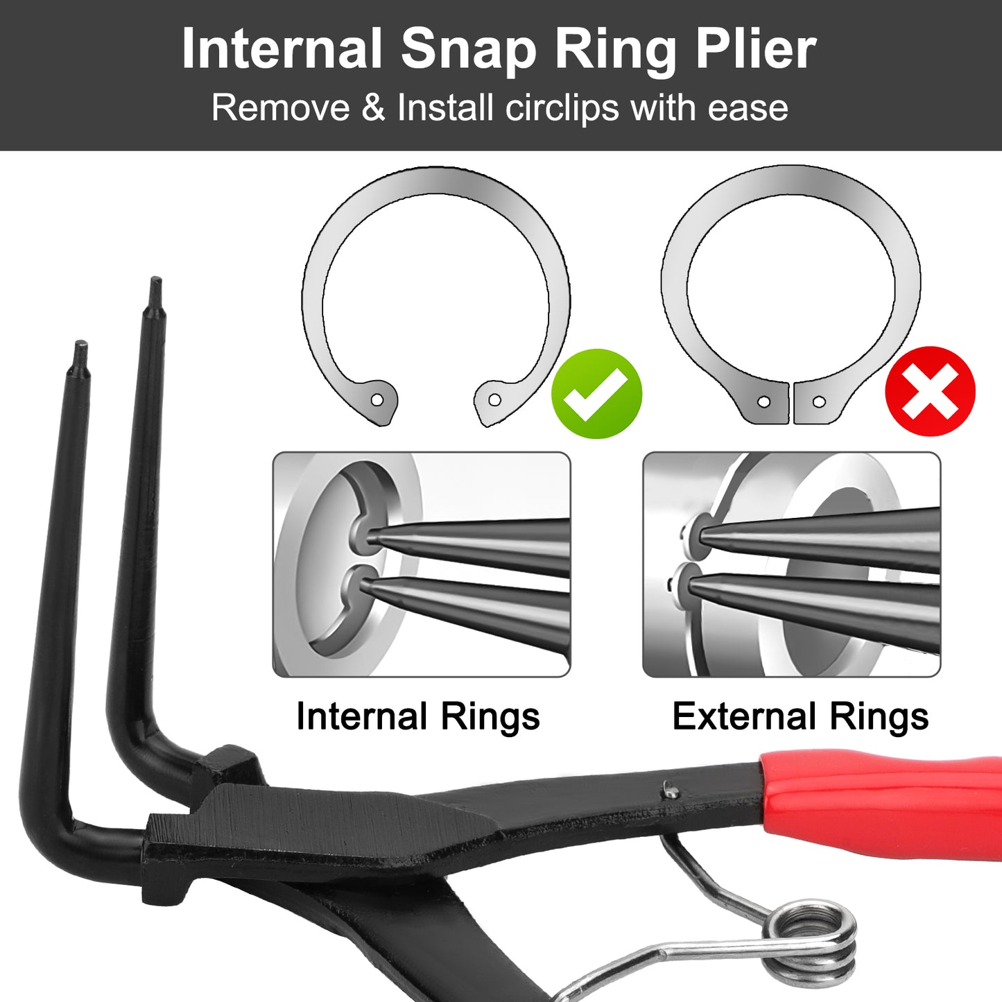90 Degree Bent Long Nose Pliers - Internal Snap Ring Pliers Remover Retaining Circlip Pliers,Circlip Pliers,Long Nose Multi‑Function Tool