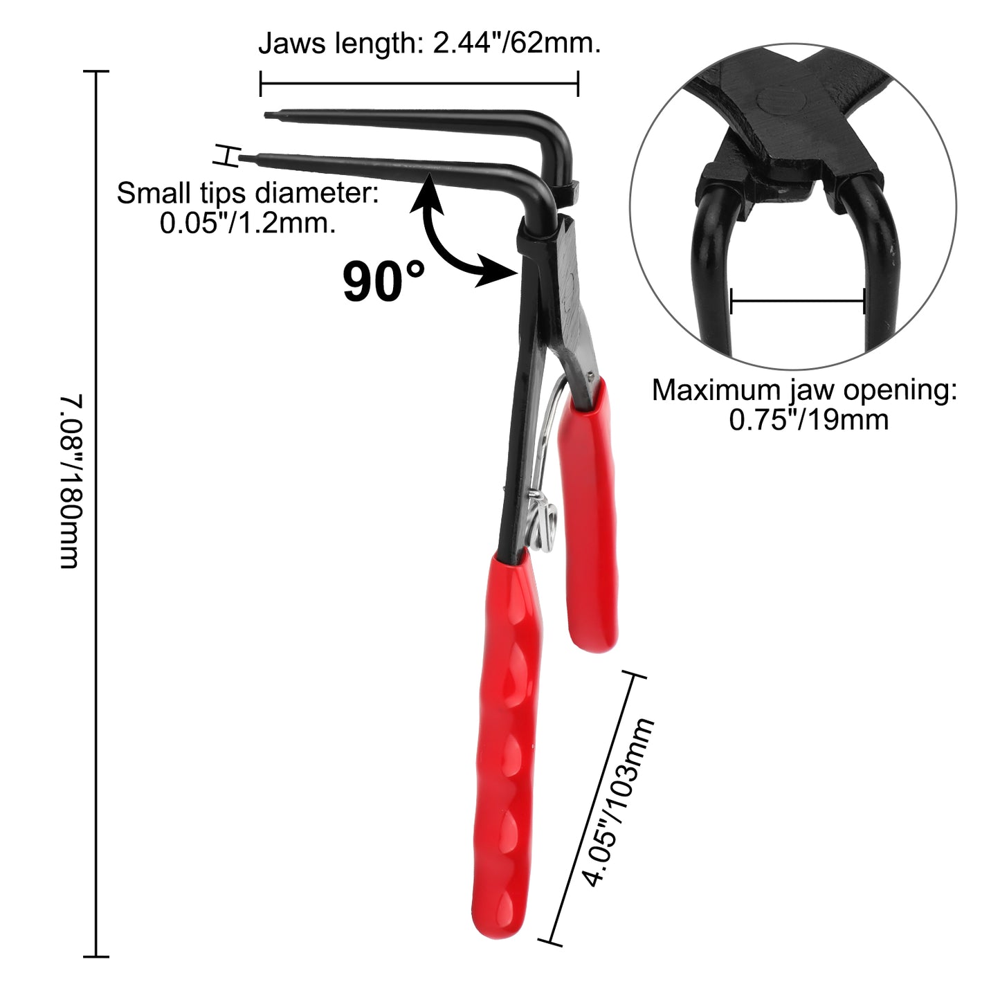 90 Degree Bent Long Nose Pliers - Internal Snap Ring Pliers Remover Retaining Circlip Pliers,Circlip Pliers,Long Nose Multi‑Function Tool