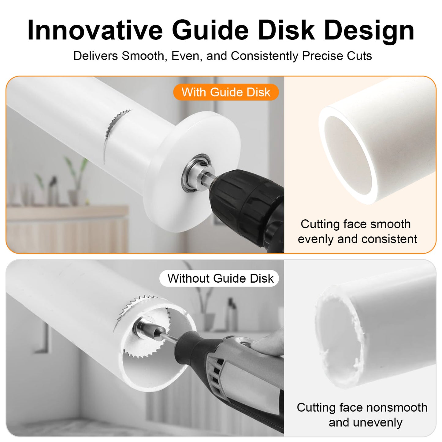 Internal Pipe Cutter for PVC - Stainless Steel Shaft with HSS Blades, Adjustable Cutting Depth, Includes 6 Saw Blades & Guide Disk - Ideal for Shower Drains, Toilet Flanges, and Confined Spaces