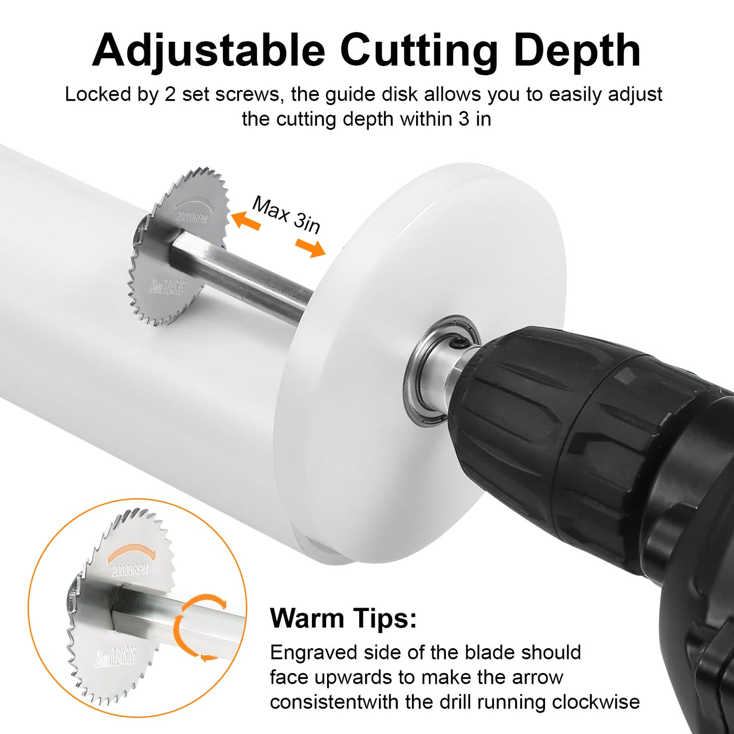 Internal Pipe Cutter for PVC - Stainless Steel Shaft with HSS Blades, Adjustable Cutting Depth, Includes 6 Saw Blades & Guide Disk - Ideal for Shower Drains, Toilet Flanges, and Confined Spaces