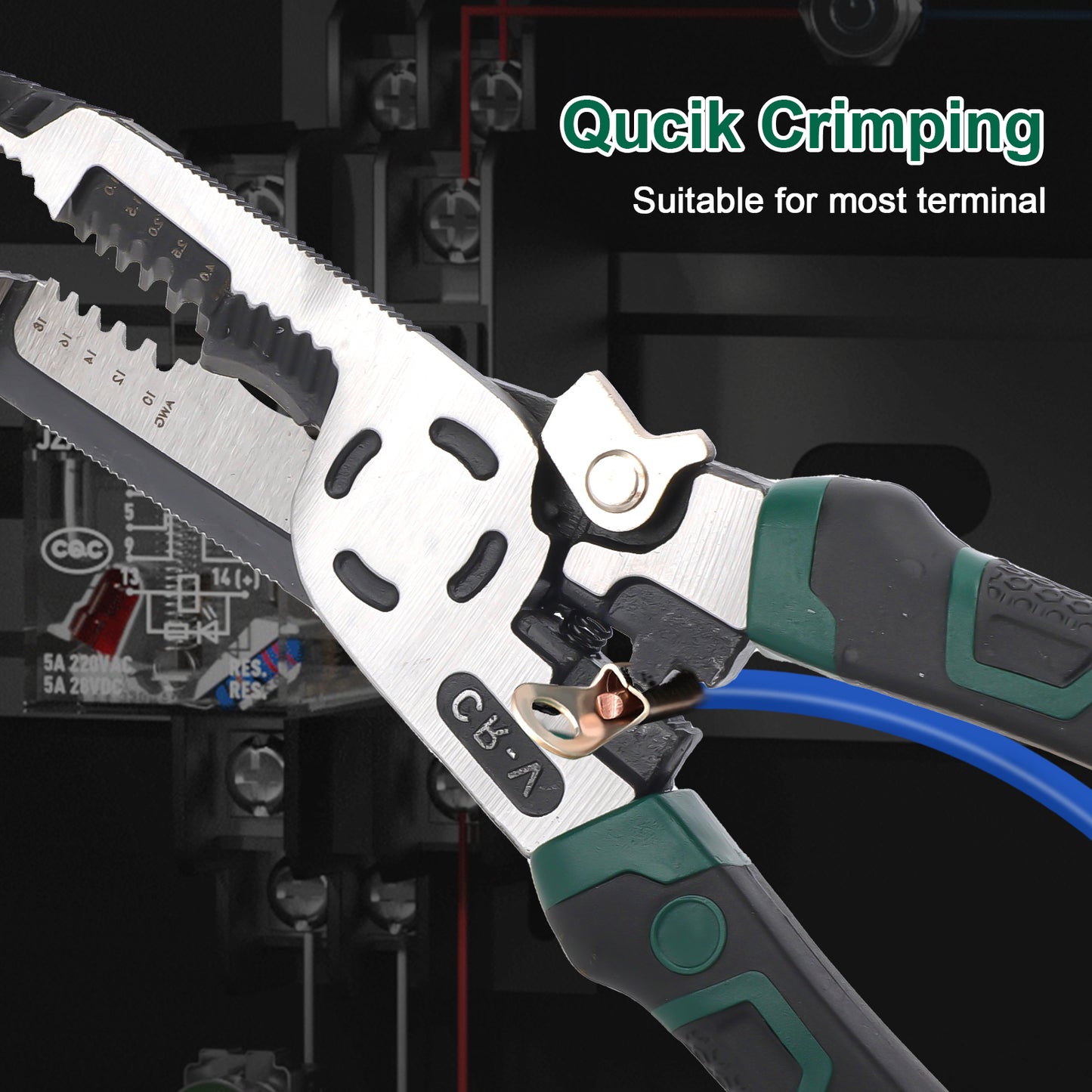 10-in-1 Multifunctional Heavy-Duty CR-V Wire Stripper Tool - 9 Inch with Non-Slip TPR Handle, Professional Grade for handles stripping, winding, cutting, pulling, crimping, breaking, clamping, nail holding, unscrewing, and deburring