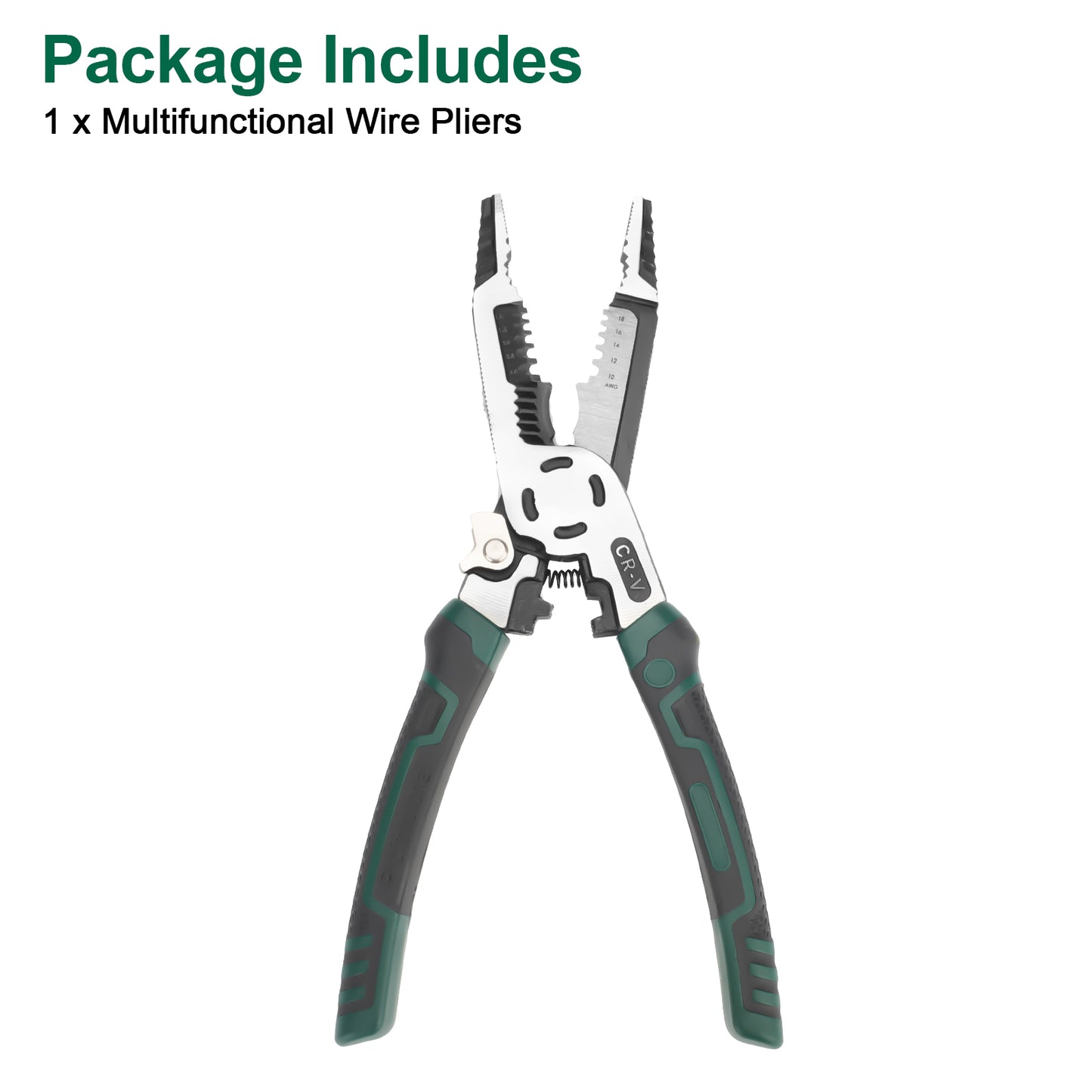 10-in-1 Multifunctional Heavy-Duty CR-V Wire Stripper Tool - 9 Inch with Non-Slip TPR Handle, Professional Grade for handles stripping, winding, cutting, pulling, crimping, breaking, clamping, nail holding, unscrewing, and deburring