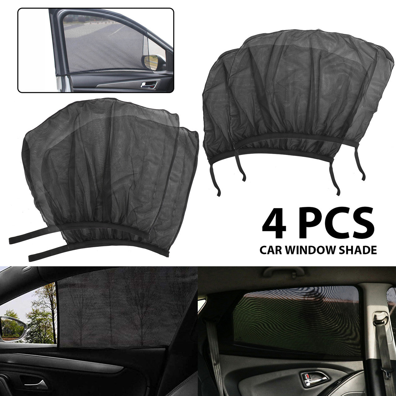 Car Sun Shade Vehicle Side Window for Baby Women Kid Pet Breathable Mesh Sun Shield in The Seat from UV Rays Fits Most SUVs and Cars(Side Window Shade 39.4x19.7&44.5x20.5''), 4pcs