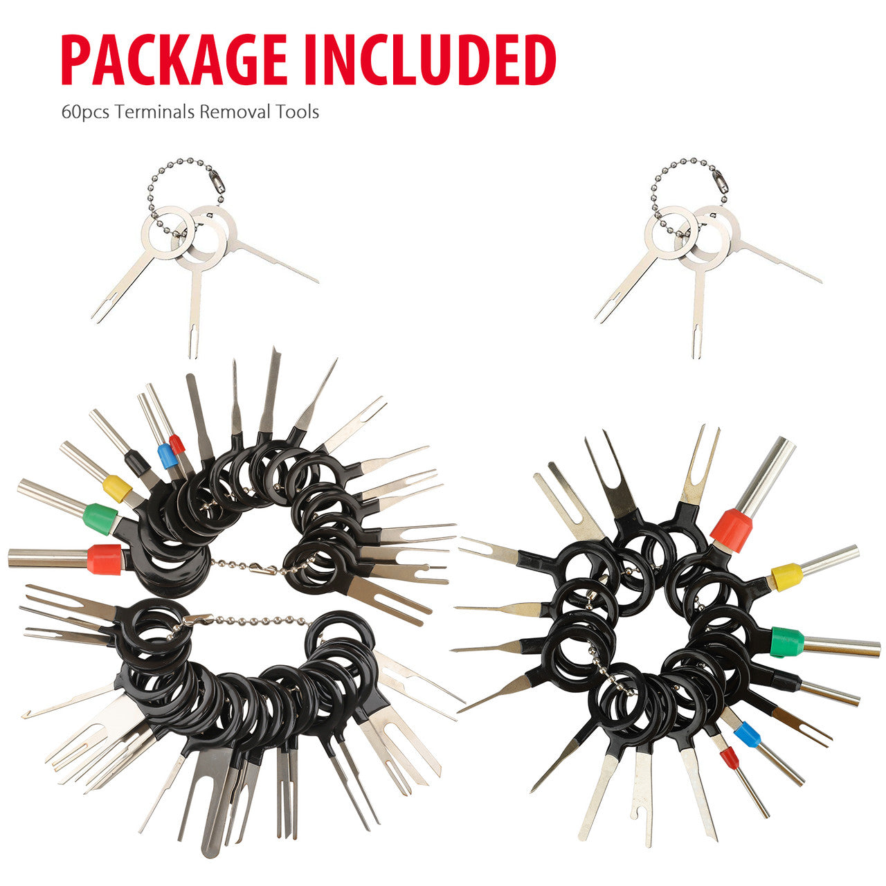 Terminal Removal Tool Kit for Car Connector, Wire Connector Terminal Pin Extractors Pin Release Tools Set for Most Connector Terminal, 60pcs