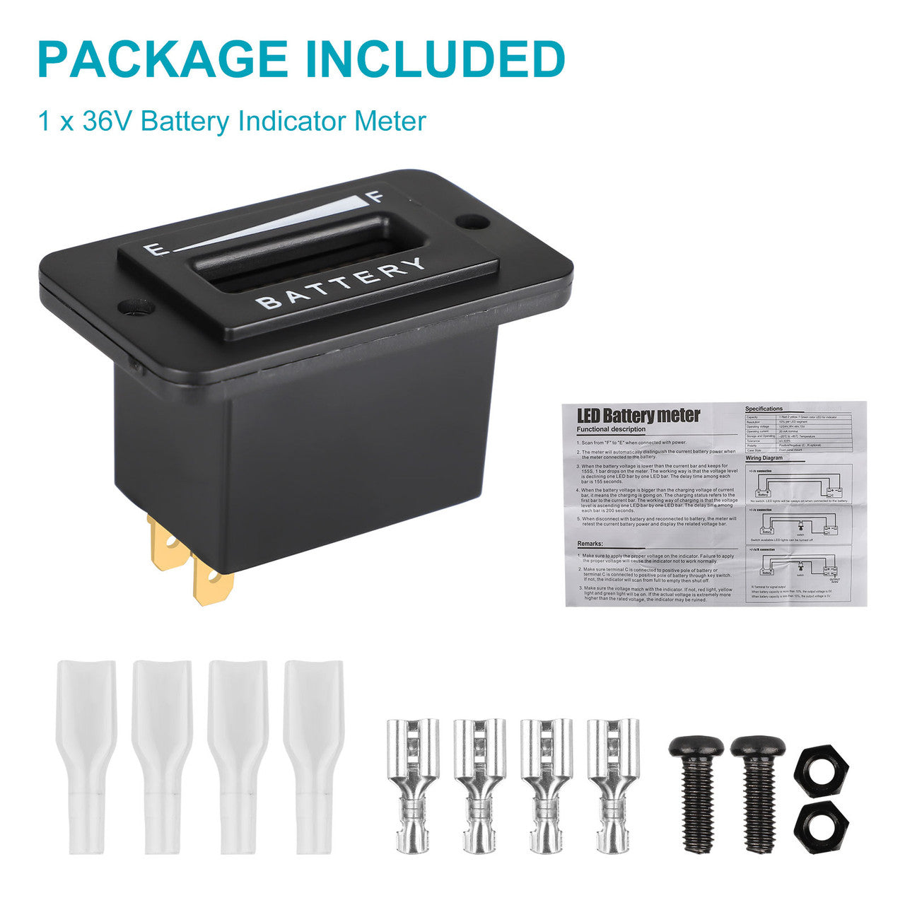 36V Led Battery Gauge for Golf Cart Compatible with Golf Cart, Fork Lifts, Floor Care Equipment, EZGO, Yamaha, Club Car