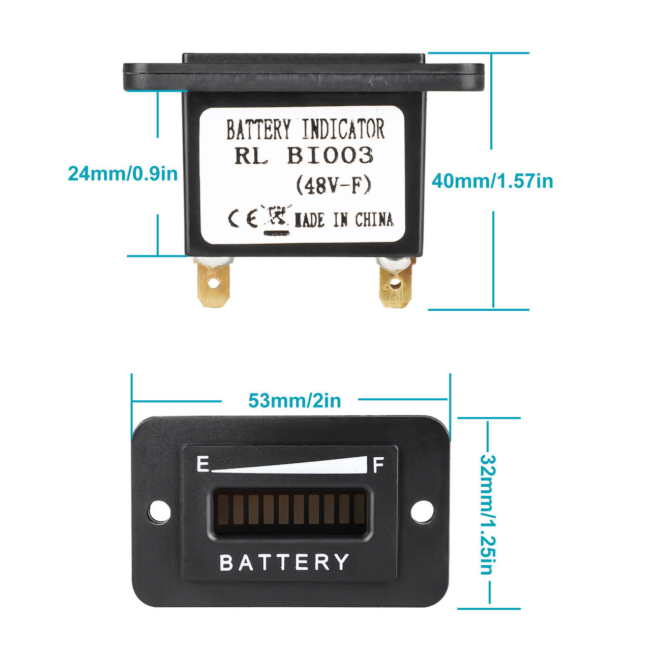 Meter Indicator Volt Battery Gauge for Golf Cart Motor, 48V