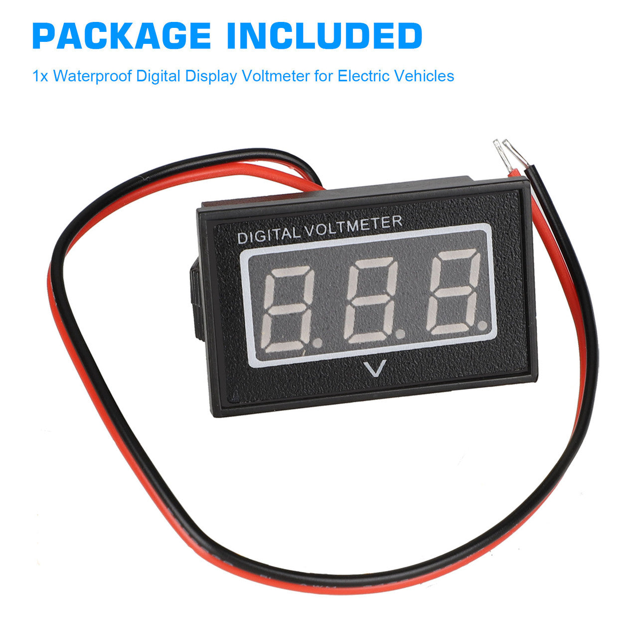 DC 15V-120V Electric Car Voltmeter with LED Digital Display Panel, Waterproof Volt Meter Voltage Gauge Tester Meter, Blue