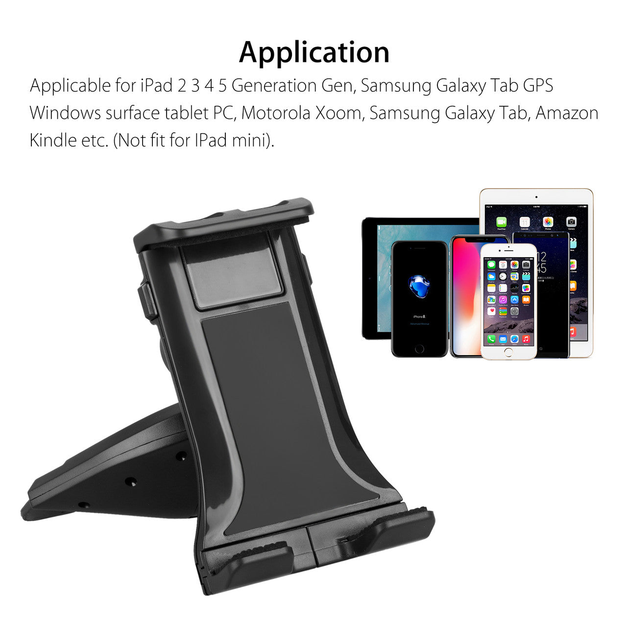 Universal Car CD Slot Mount, Adjustable Tablet Phone Mount Holder for 7"-12" Devices iPad 2/3/4/5, Samsung Galaxy Tab 3/4/A/S, Garmin GPS, Other Table Device