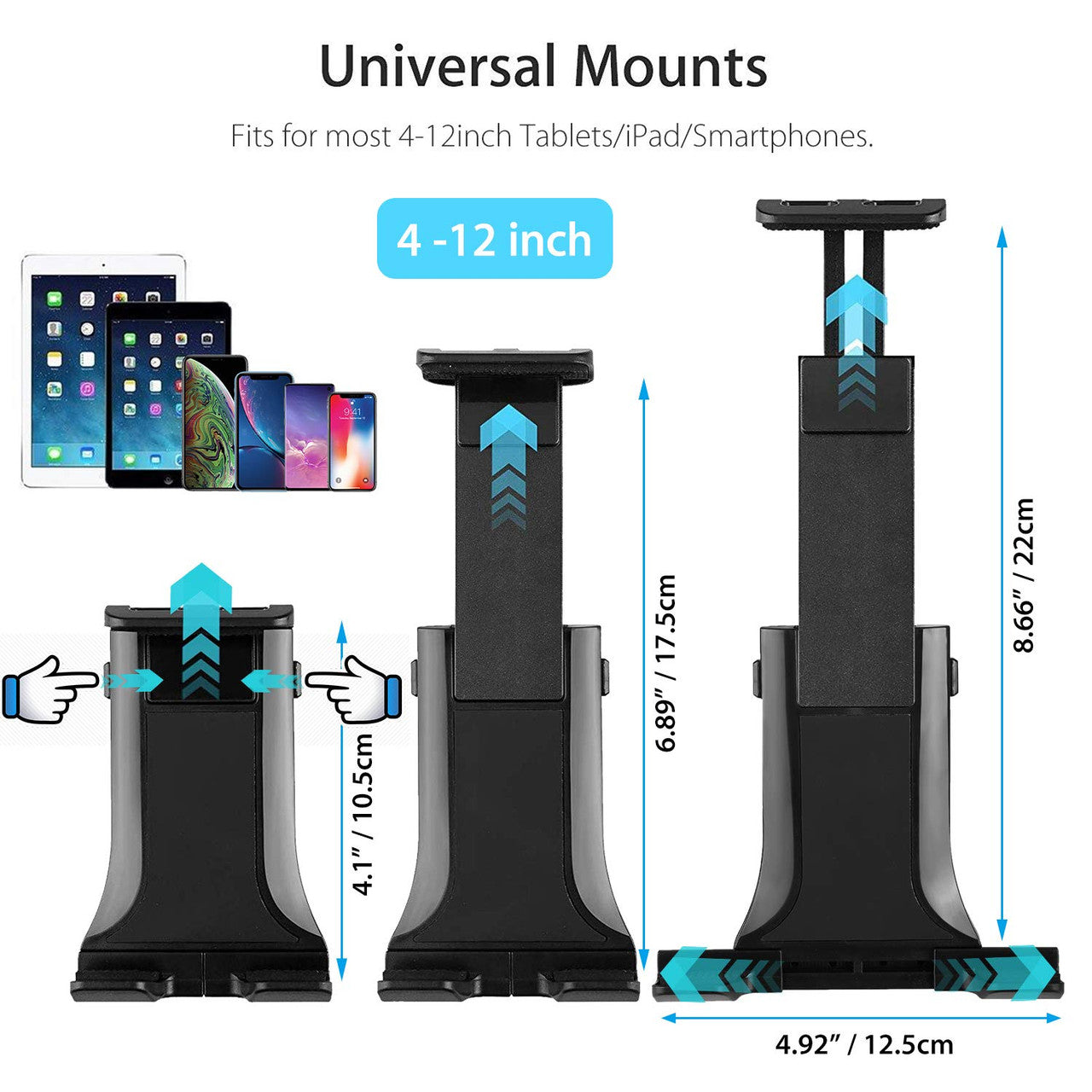 Universal Car CD Slot Mount, Adjustable Tablet Phone Mount Holder for 7"-12" Devices iPad 2/3/4/5, Samsung Galaxy Tab 3/4/A/S, Garmin GPS, Other Table Device