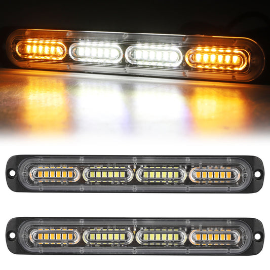 7.5inch LED Warning Strobe Flashing Light Bar 24LED Traffic Advisor Light Lamp for Car Truck Medical Vehicle, 18 Patterns, DC 12V-24V, 2Pcs