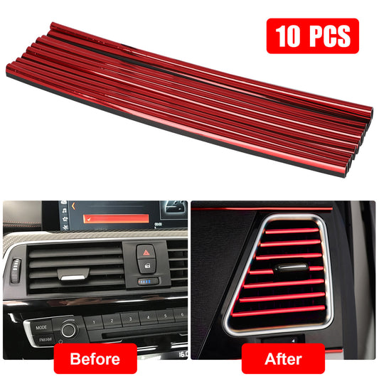 Auto Car Accessories Red Air Conditioner Air Outlet Decoration Strip (Red), 10 Pcs