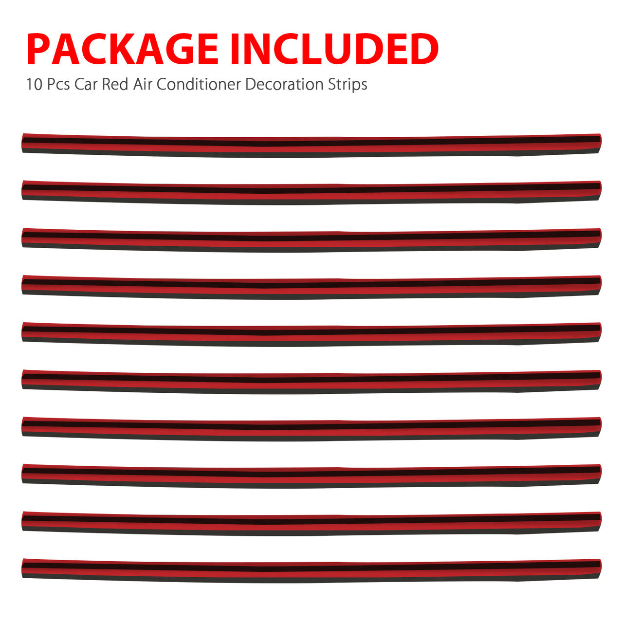 Auto Car Accessories Red Air Conditioner Air Outlet Decoration Strip (Red), 10 Pcs