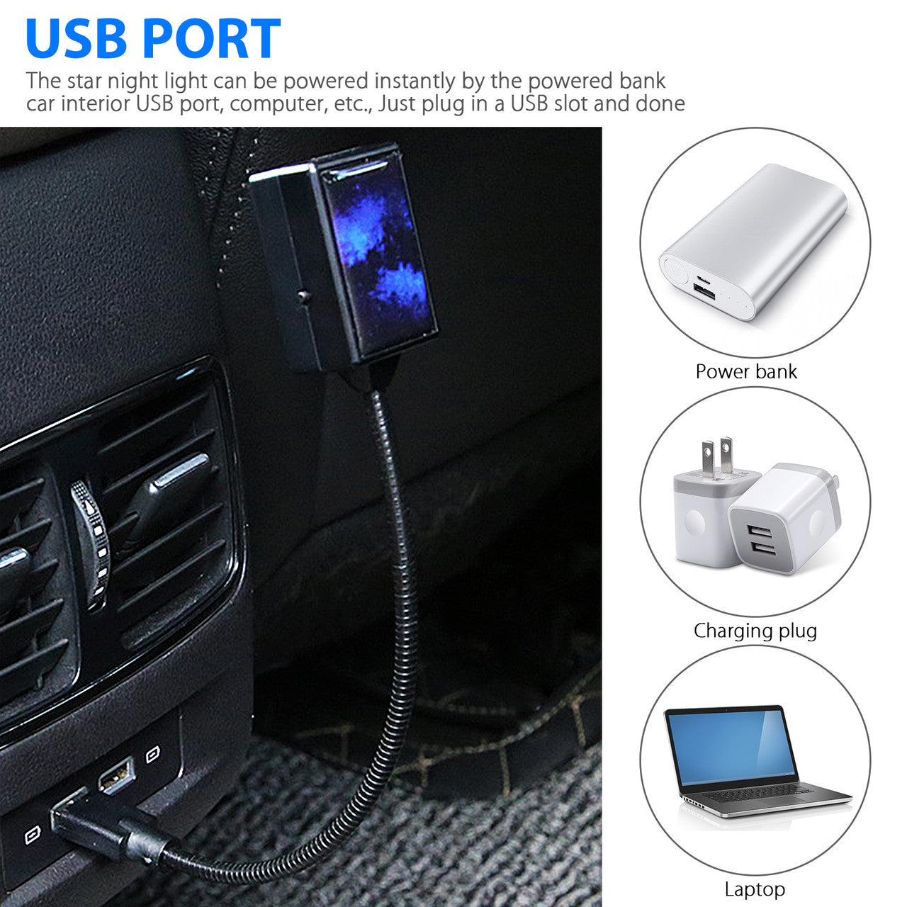 USB Star Projector LED Light Ambient Starry Night Sky Atmosphere Car Interior