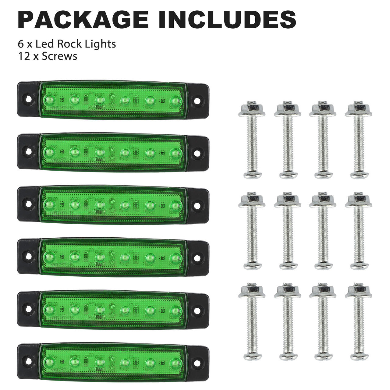 Pod LED Lights, Waterproof Underglow Neon Lights, Led Under Glow Lights, Car Decoration Lights, Green, 12V, 6Pcs