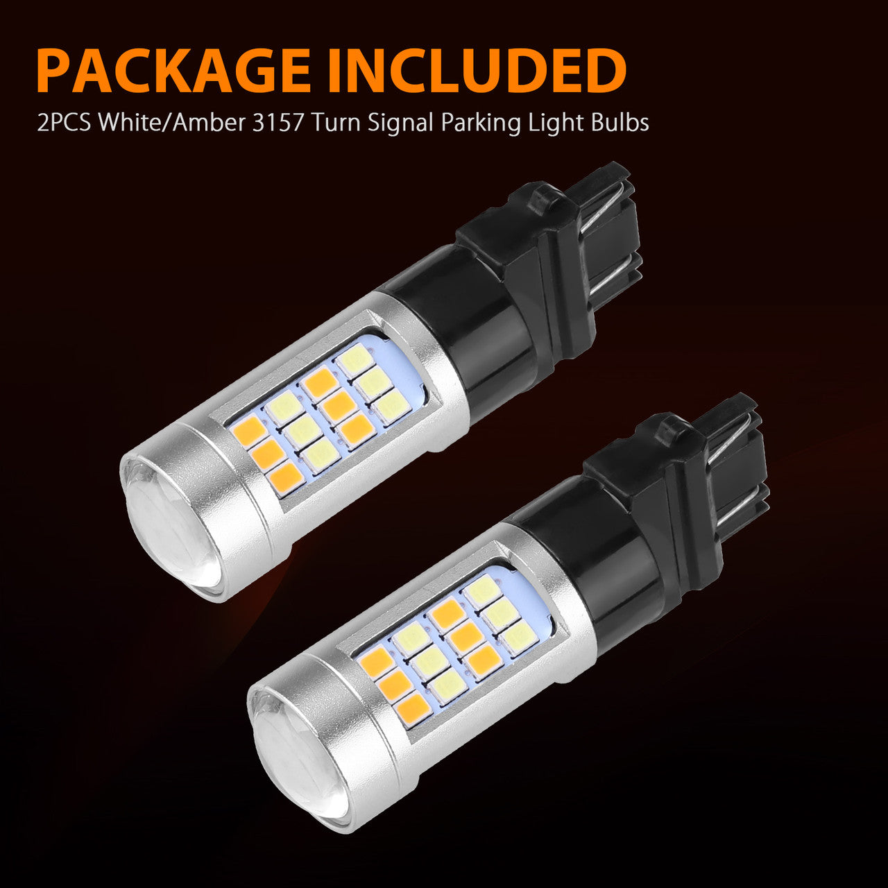 2Pcs 3157 Switchback LED Bulbs, Extremely Bright 2835 42 LED Xenon White/Amber LED Lights, 3157 Dual Color Turn Signal Parking LED Light Bulbs, 12V