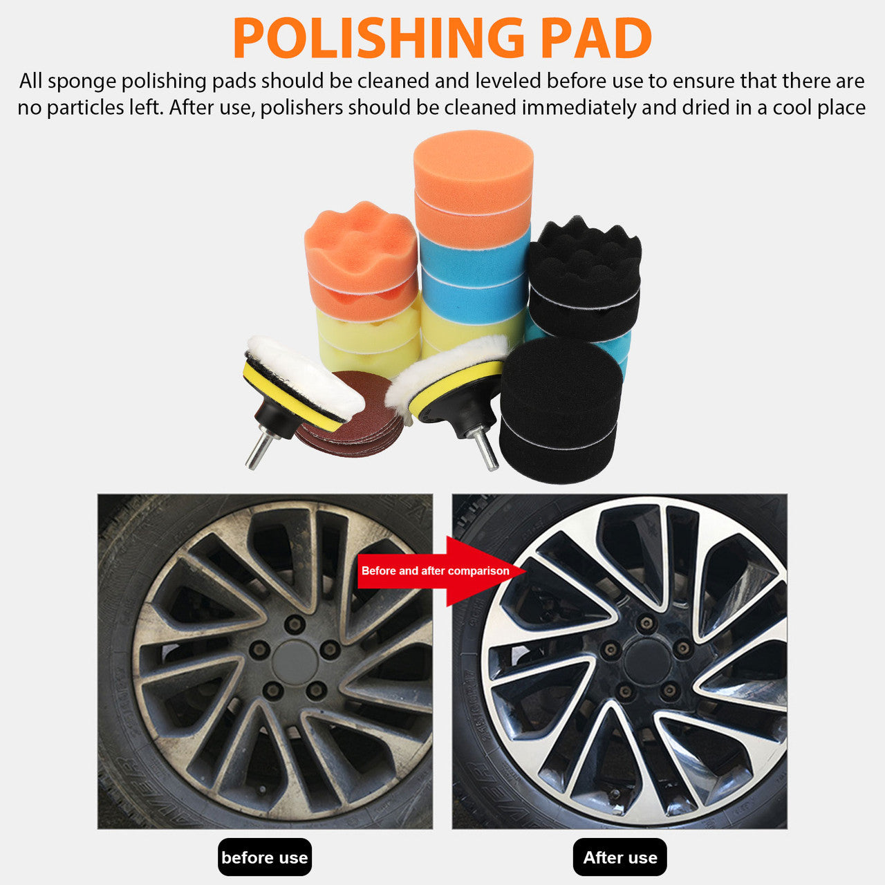 31Pcs 3 Inch Car Polishing & Buffing Sponge Pads Kit, Wool Bonnet Sponge Pad for Household Electric Drill and Auto Polisher with M14 Drill Adapter for Washing Cleaning Waxing Dusting Sealing Glaze