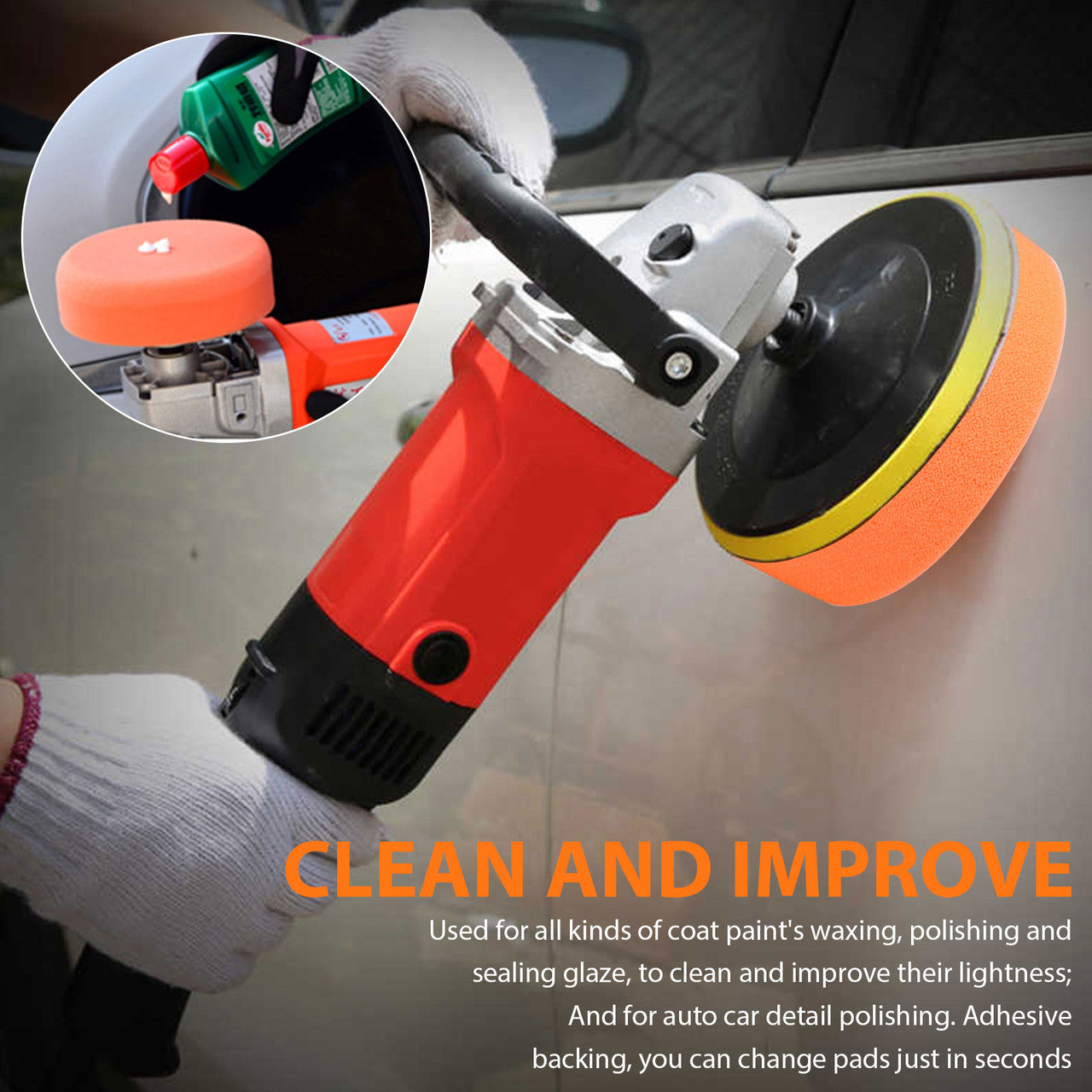 31Pcs 3 Inch Car Polishing & Buffing Sponge Pads Kit, Wool Bonnet Sponge Pad for Household Electric Drill and Auto Polisher with M14 Drill Adapter for Washing Cleaning Waxing Dusting Sealing Glaze